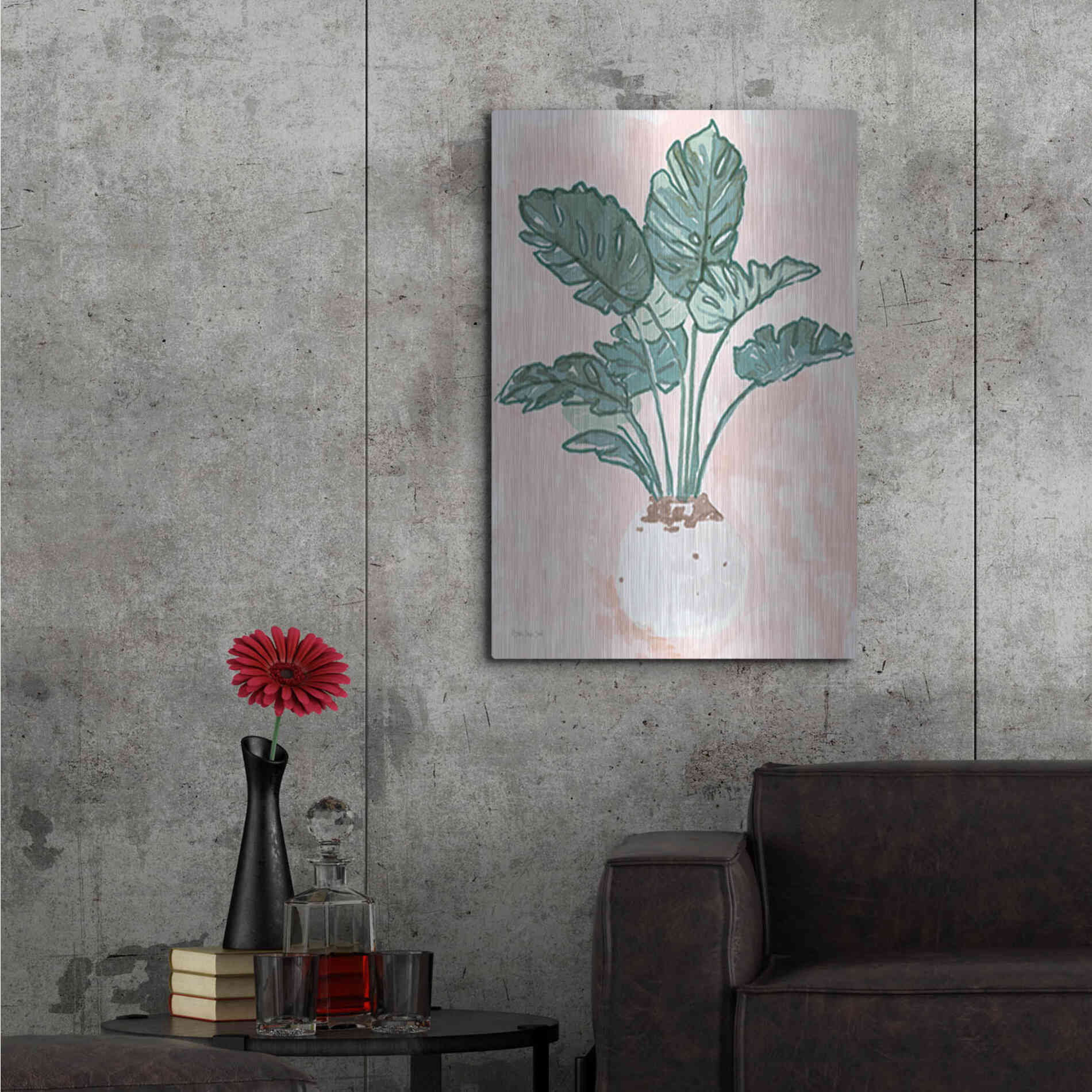 Luxe Metal Art 'Pink Palms 1' by Stellar Design Studio, Metal Wall Art,24x36