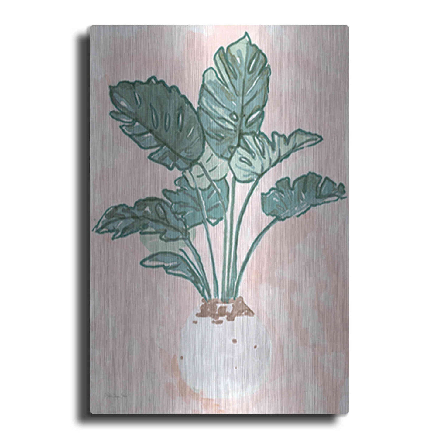 Luxe Metal Art 'Pink Palms 1' by Stellar Design Studio, Metal Wall Art