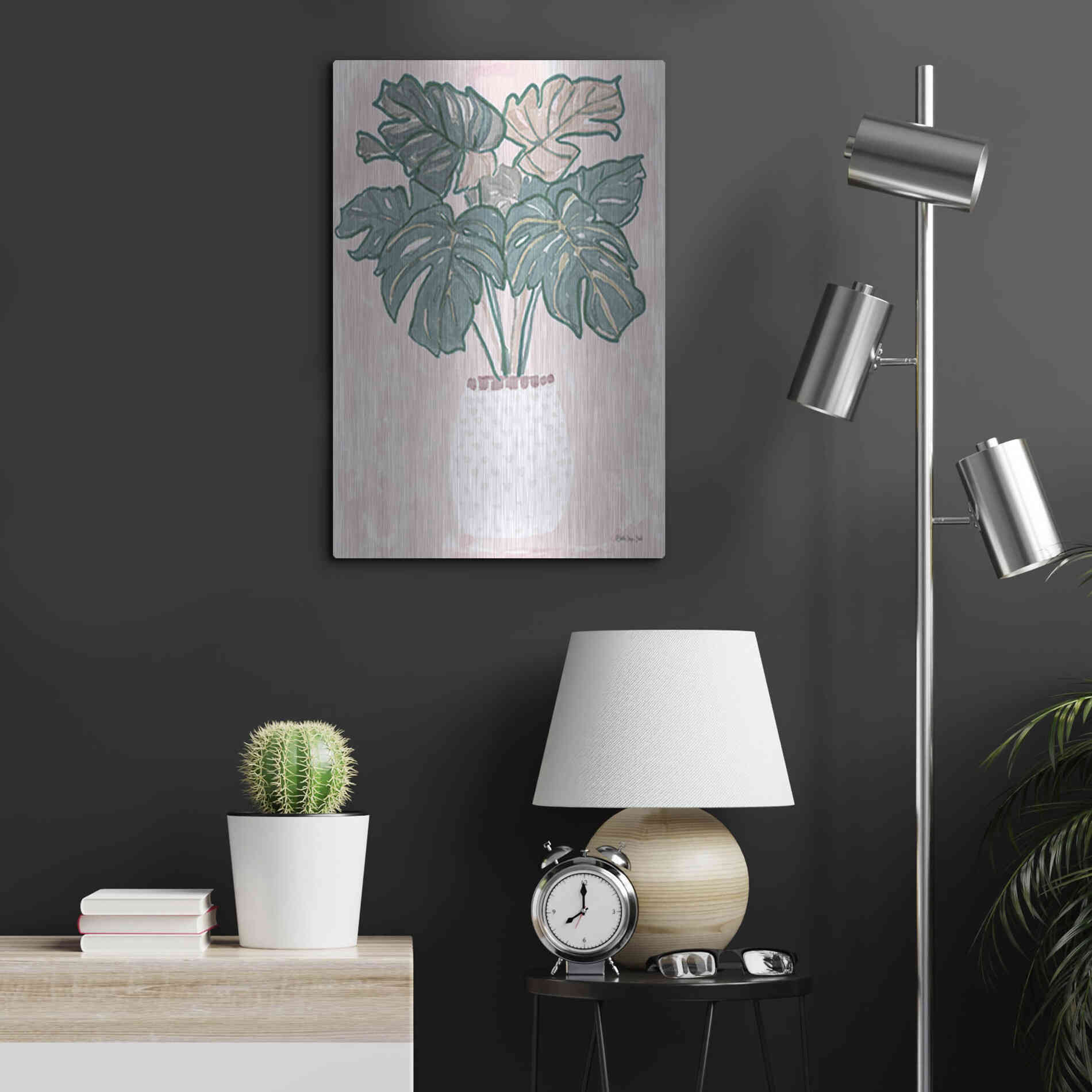 Luxe Metal Art 'Pink Palms 2' by Stellar Design Studio, Metal Wall Art,16x24