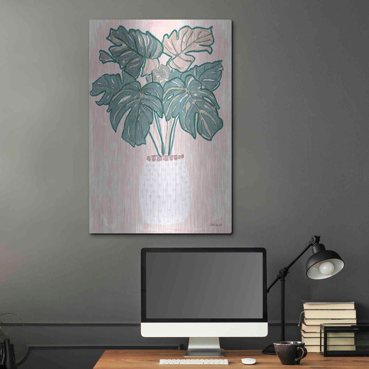 Luxe Metal Art 'Pink Palms 2' by Stellar Design Studio, Metal Wall Art,24x36