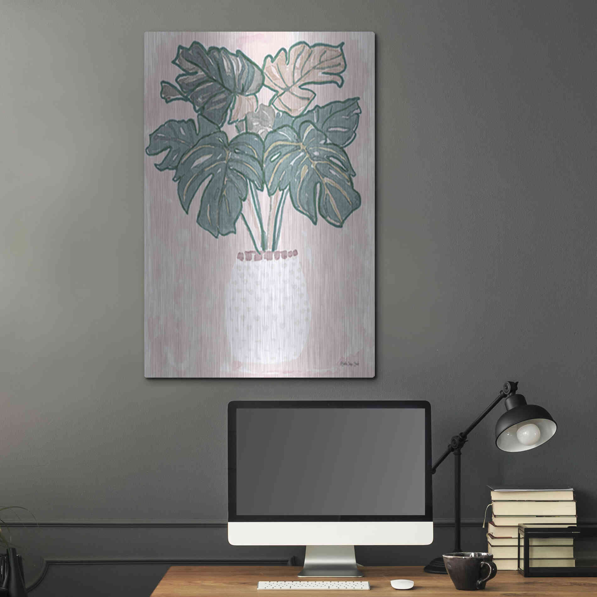 Luxe Metal Art 'Pink Palms 2' by Stellar Design Studio, Metal Wall Art,24x36