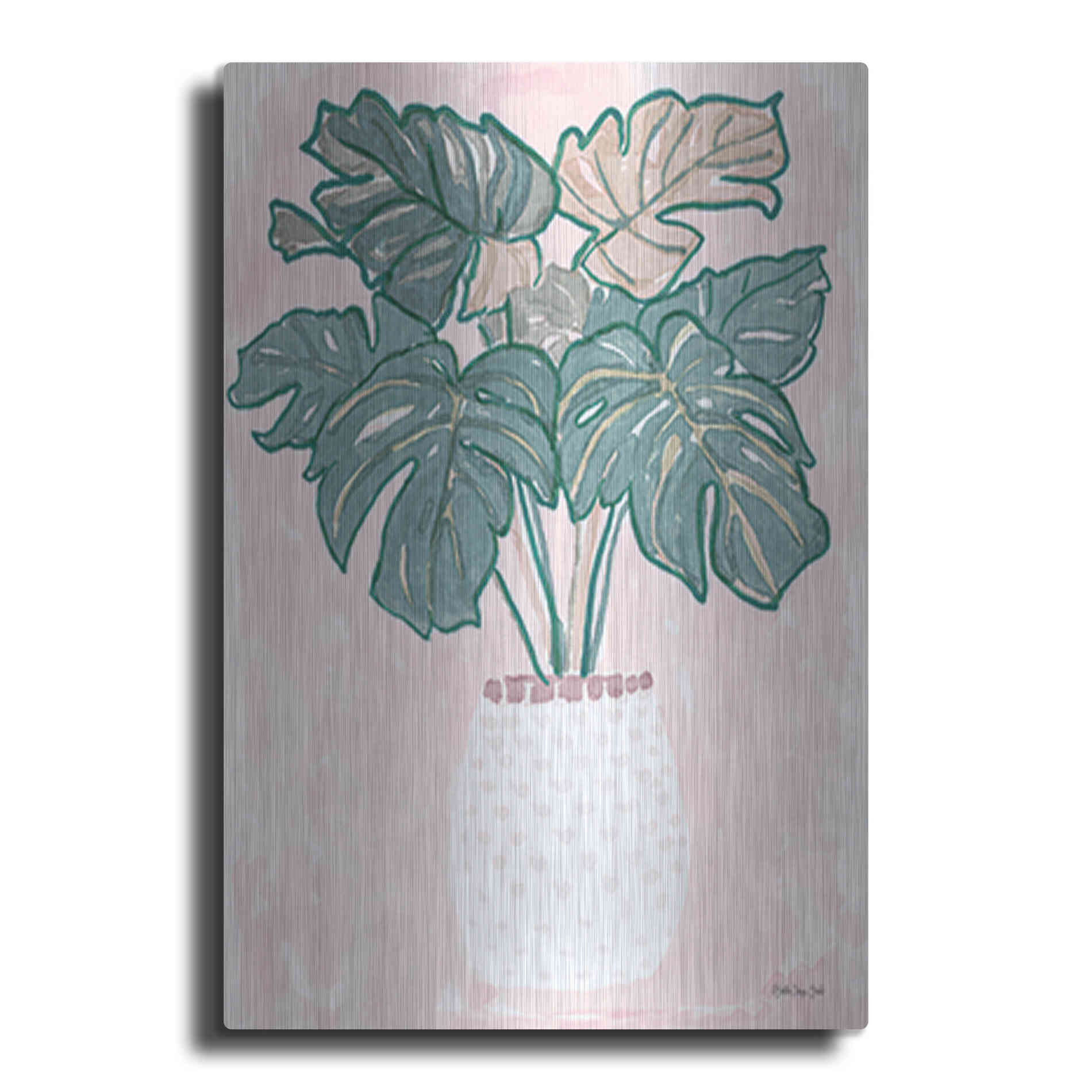 Luxe Metal Art 'Pink Palms 2' by Stellar Design Studio, Metal Wall Art