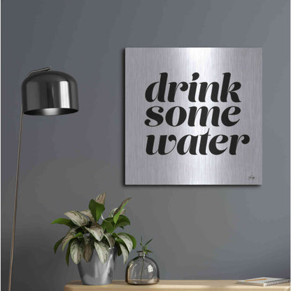 Luxe Metal Art 'Drink Some Water' by Yass Naffas Designs, Metal Wall Art,24x24