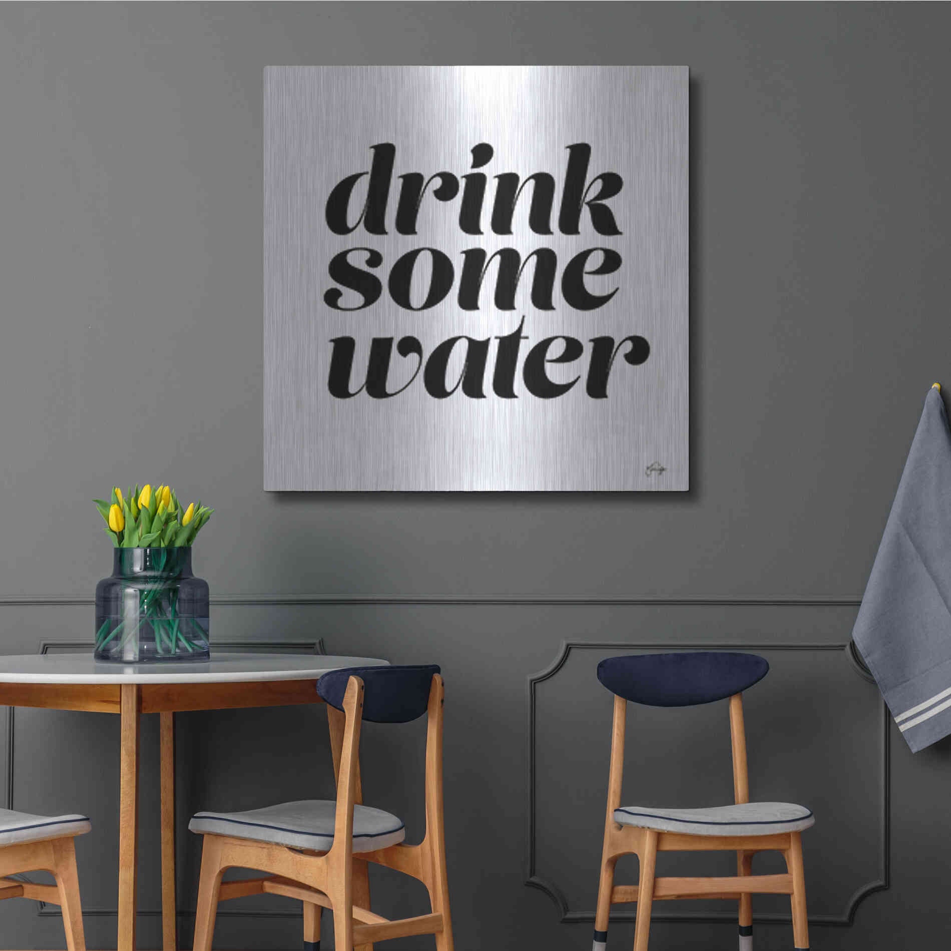 Luxe Metal Art 'Drink Some Water' by Yass Naffas Designs, Metal Wall Art,36x36