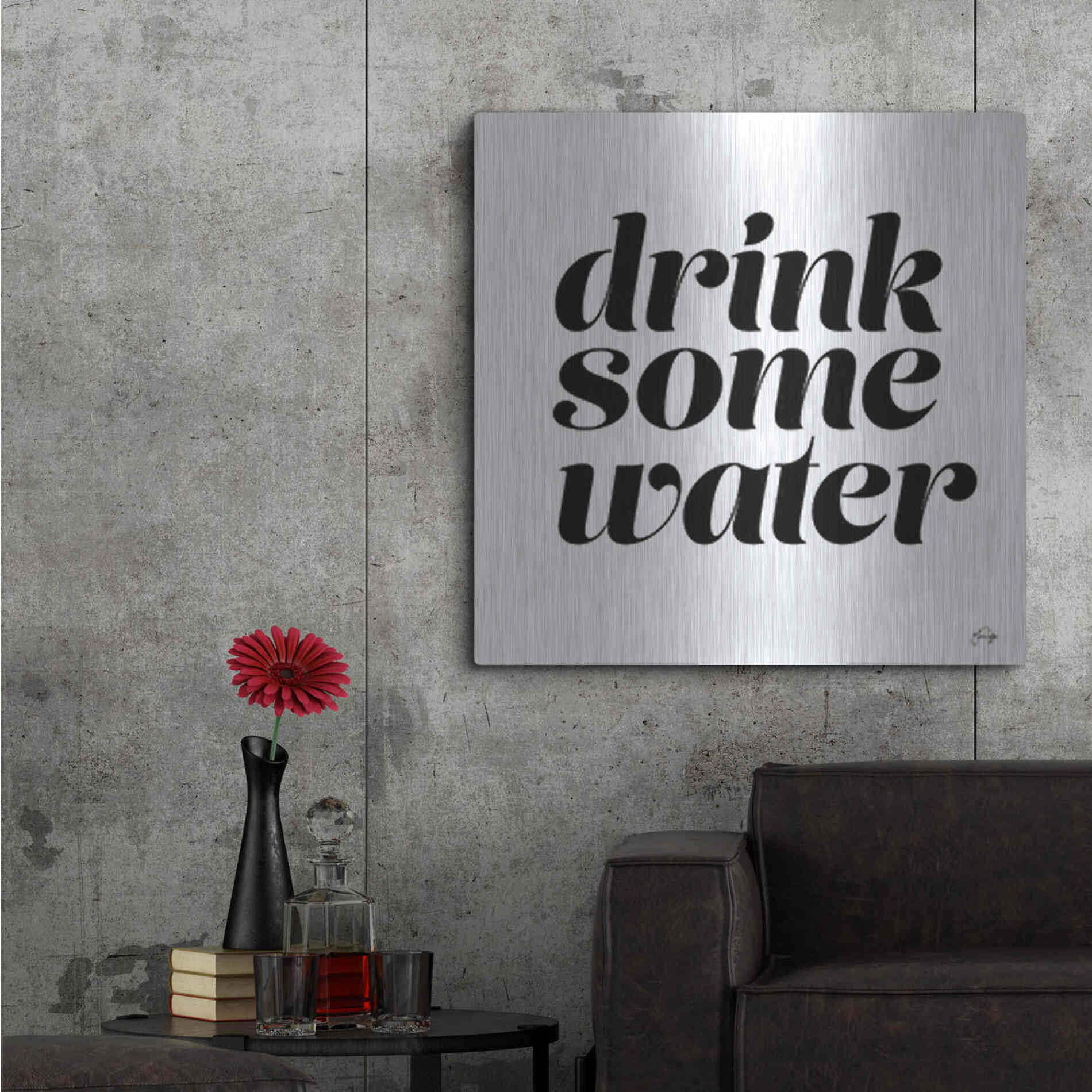 Luxe Metal Art 'Drink Some Water' by Yass Naffas Designs, Metal Wall Art,36x36
