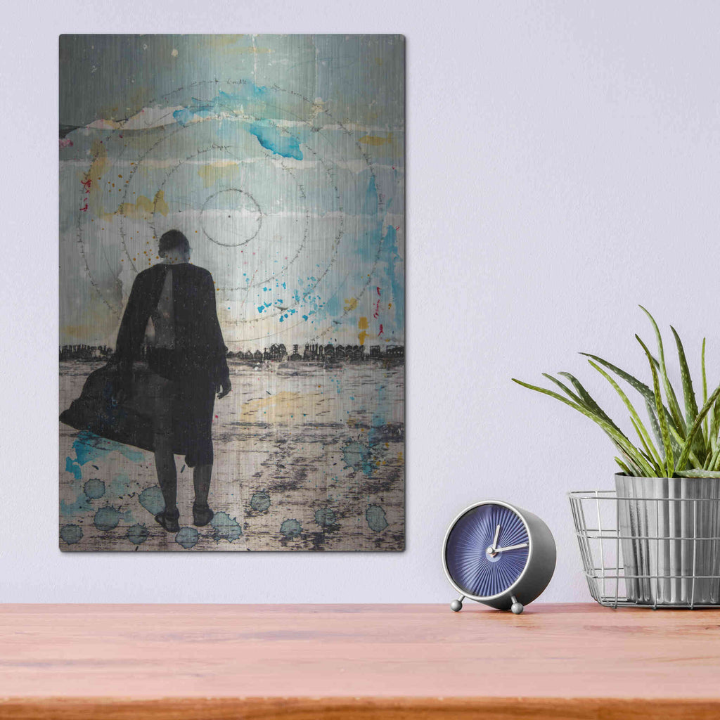 Luxe Metal Art 'Girl Wandering' by DB Waterman, Metal Wall Art,12x16