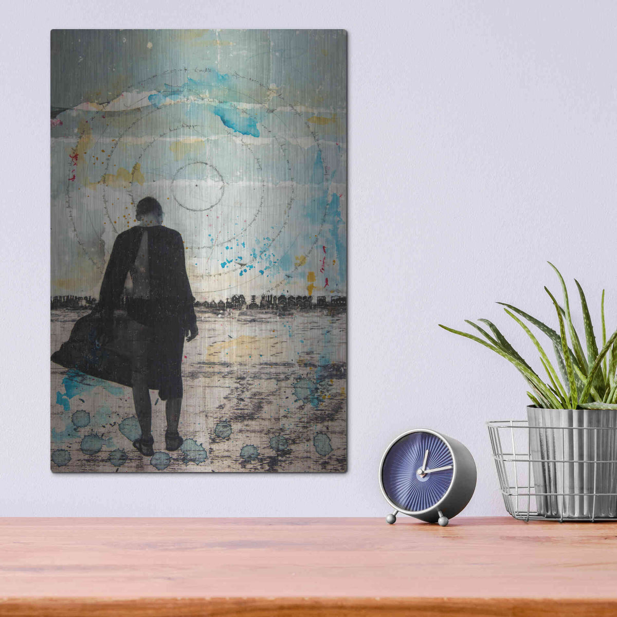 Luxe Metal Art 'Girl Wandering' by DB Waterman, Metal Wall Art,12x16