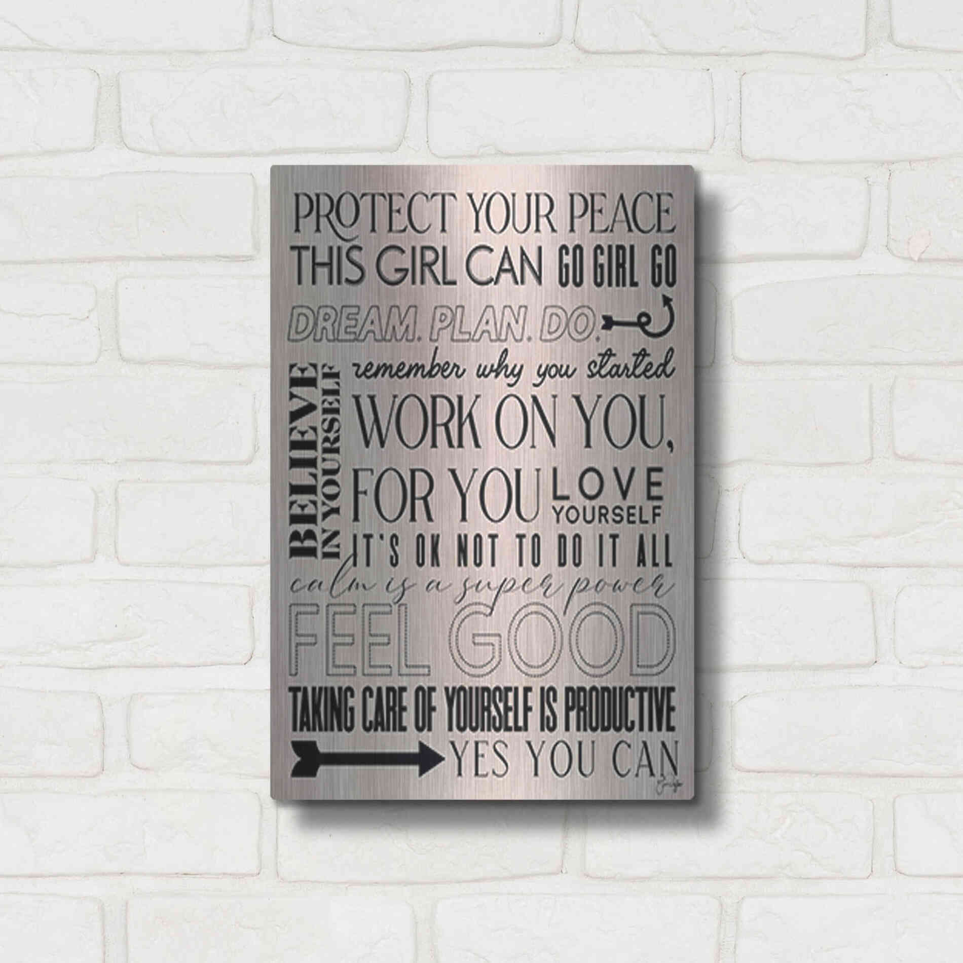 Luxe Metal Art 'A Feel Good Reminder' by Yass Naffas Designs, Metal Wall Art,12x16