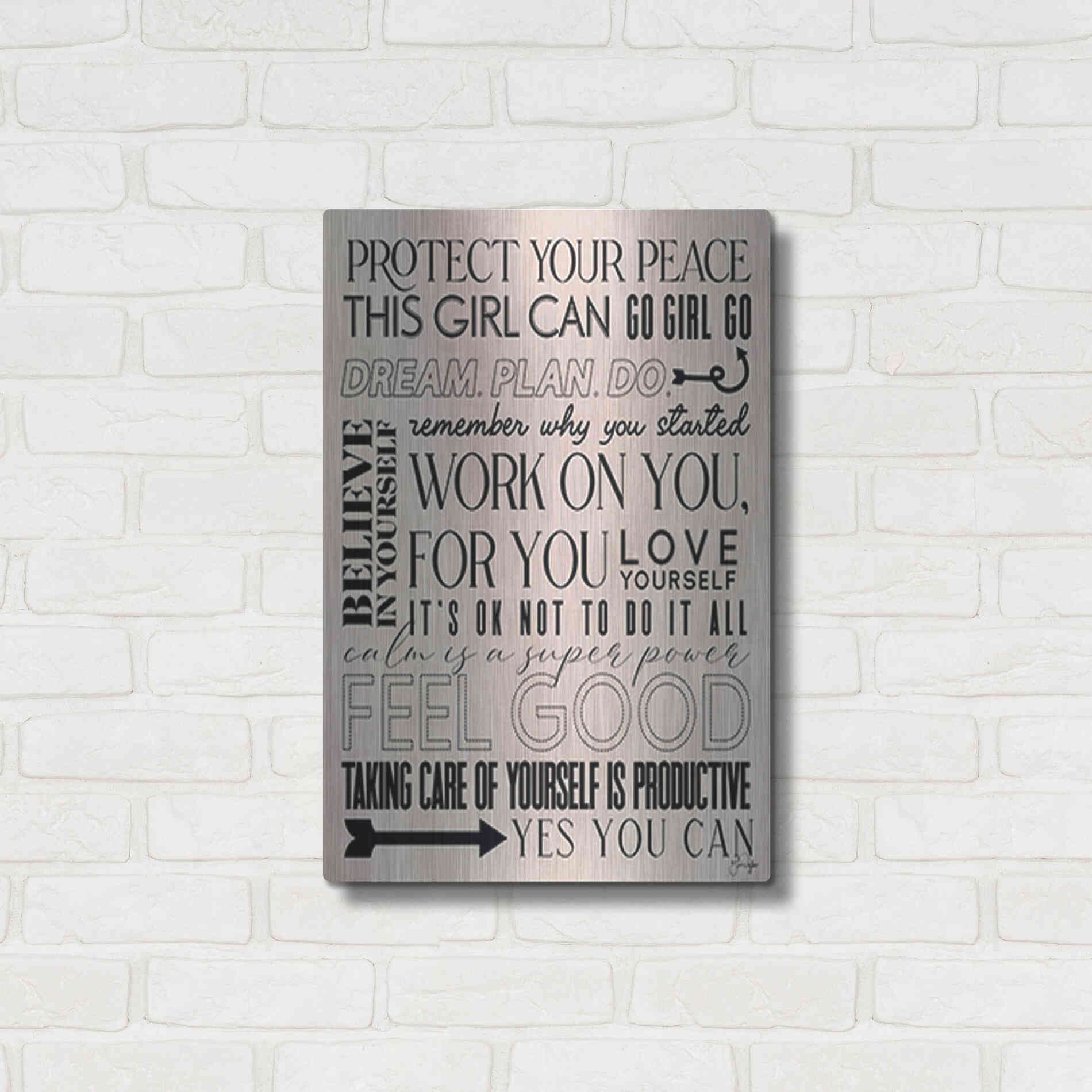 Luxe Metal Art 'A Feel Good Reminder' by Yass Naffas Designs, Metal Wall Art,16x24