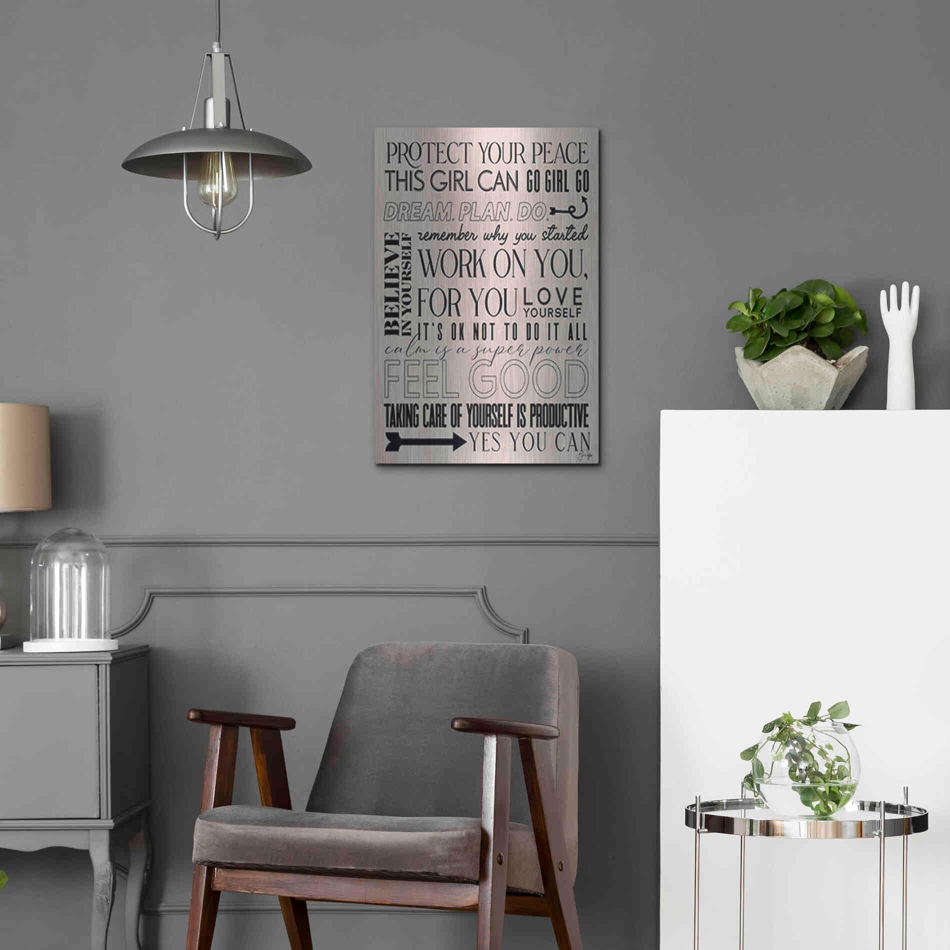 Luxe Metal Art 'A Feel Good Reminder' by Yass Naffas Designs, Metal Wall Art,16x24