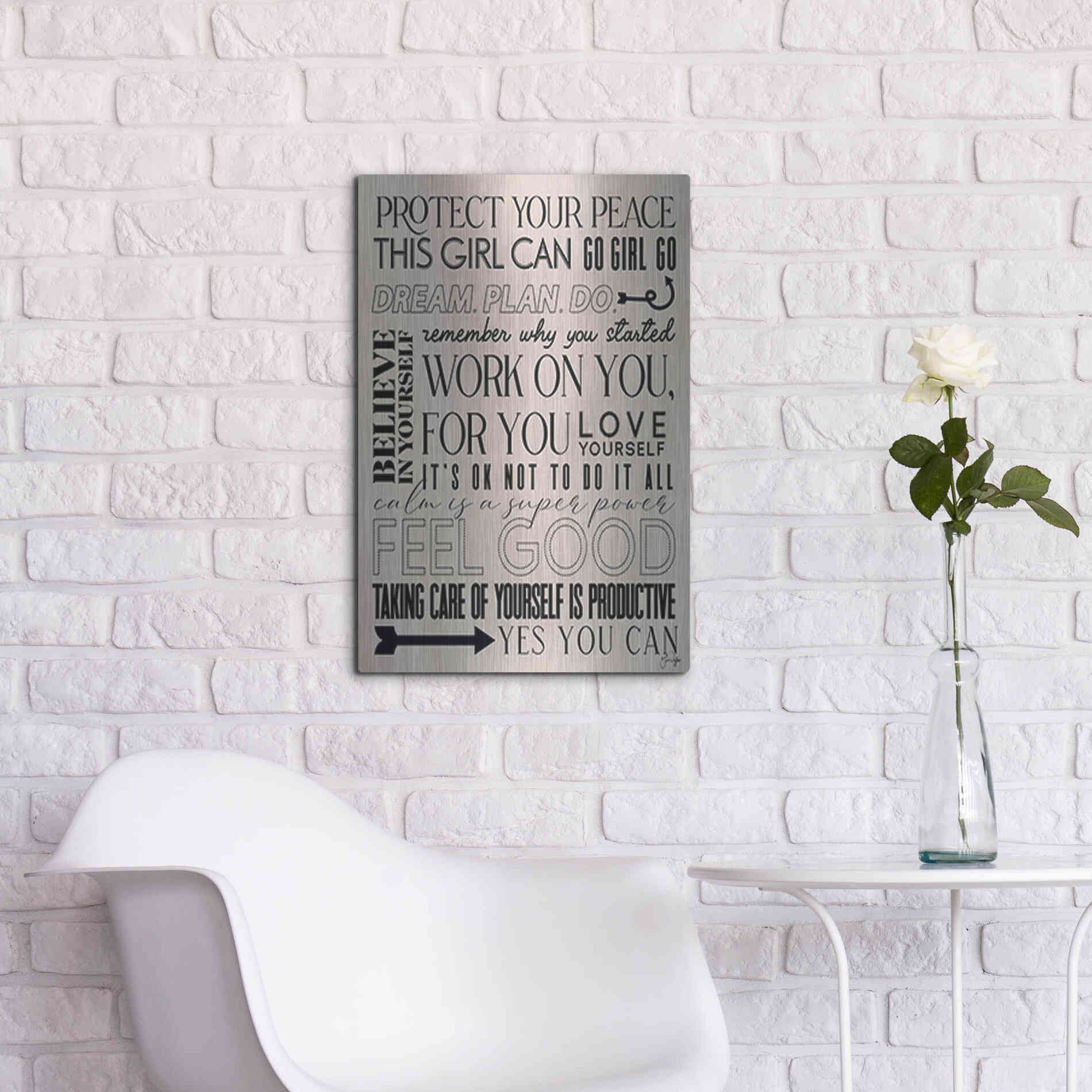 Luxe Metal Art 'A Feel Good Reminder' by Yass Naffas Designs, Metal Wall Art,16x24