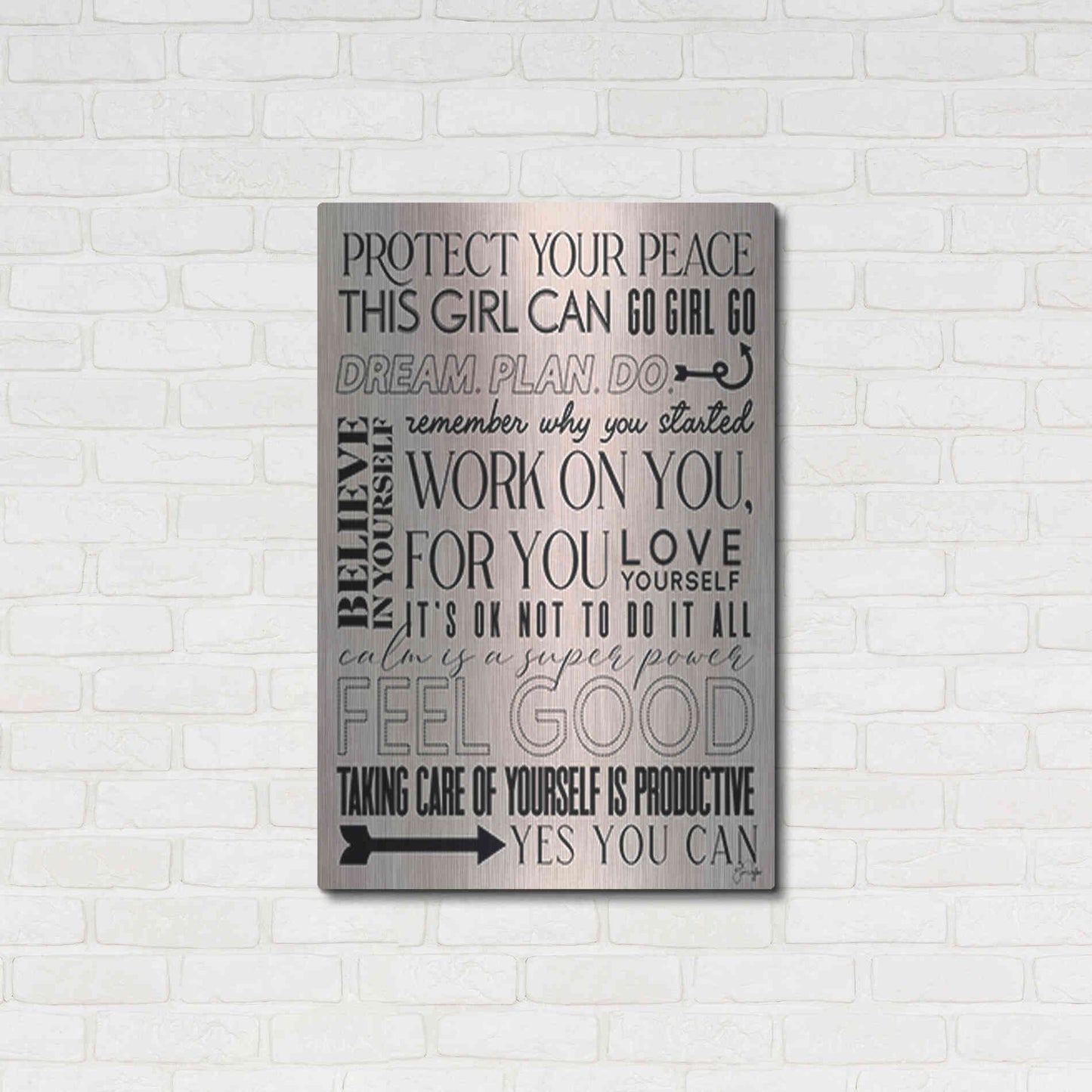 Luxe Metal Art 'A Feel Good Reminder' by Yass Naffas Designs, Metal Wall Art,24x36