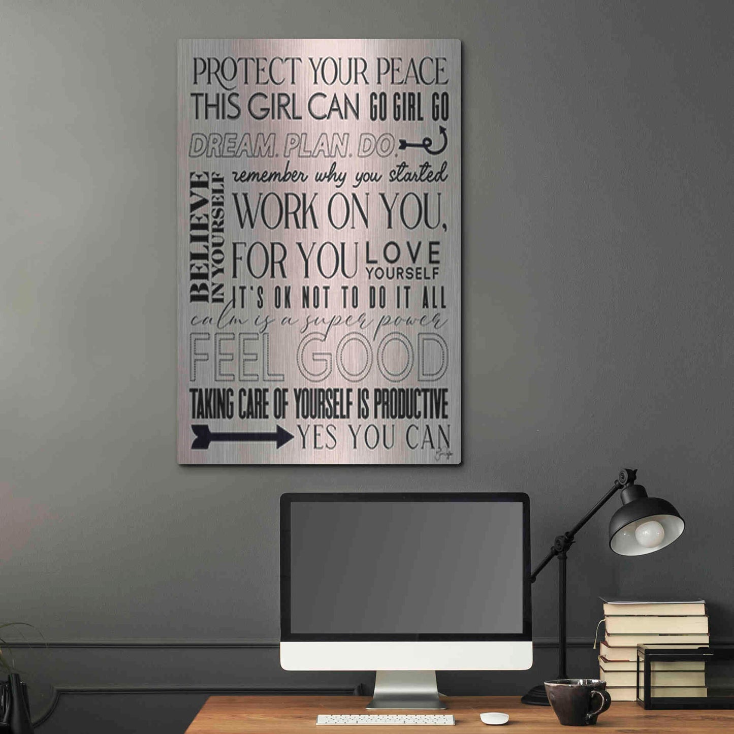 Luxe Metal Art 'A Feel Good Reminder' by Yass Naffas Designs, Metal Wall Art,24x36