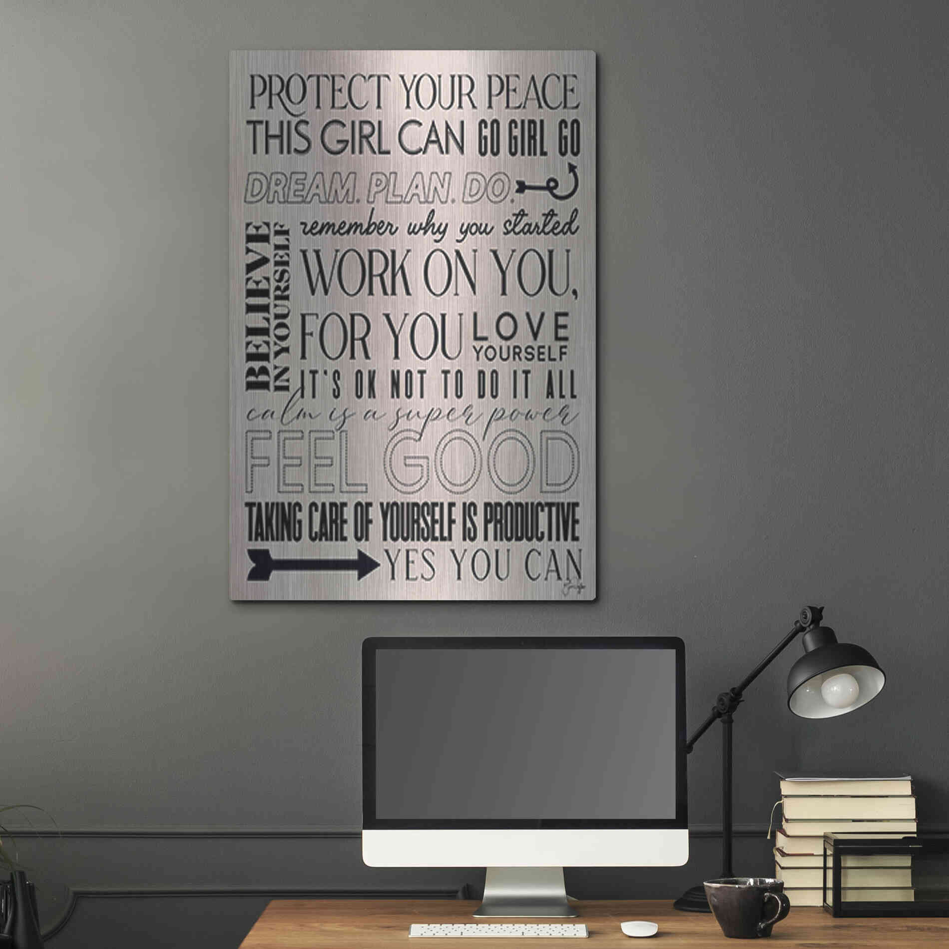 Luxe Metal Art 'A Feel Good Reminder' by Yass Naffas Designs, Metal Wall Art,24x36