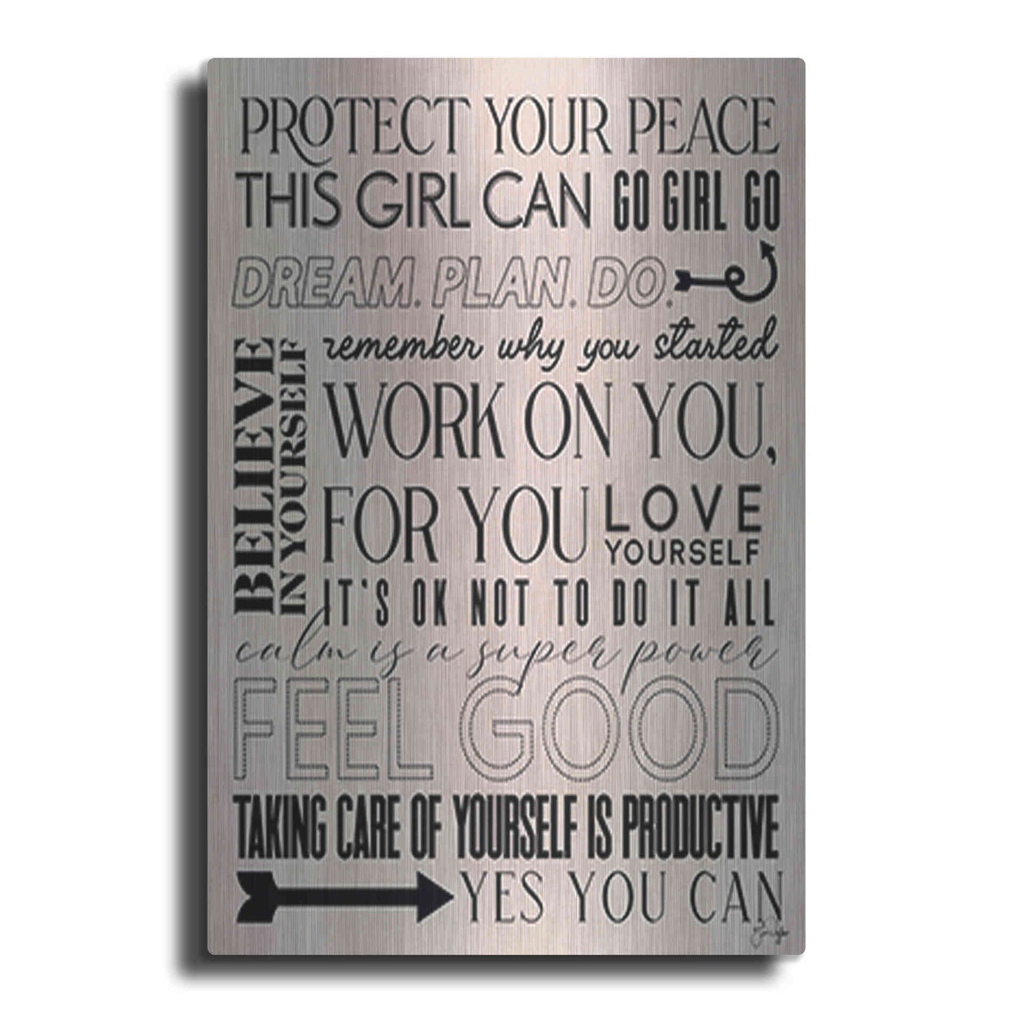 Luxe Metal Art 'A Feel Good Reminder' by Yass Naffas Designs, Metal Wall Art