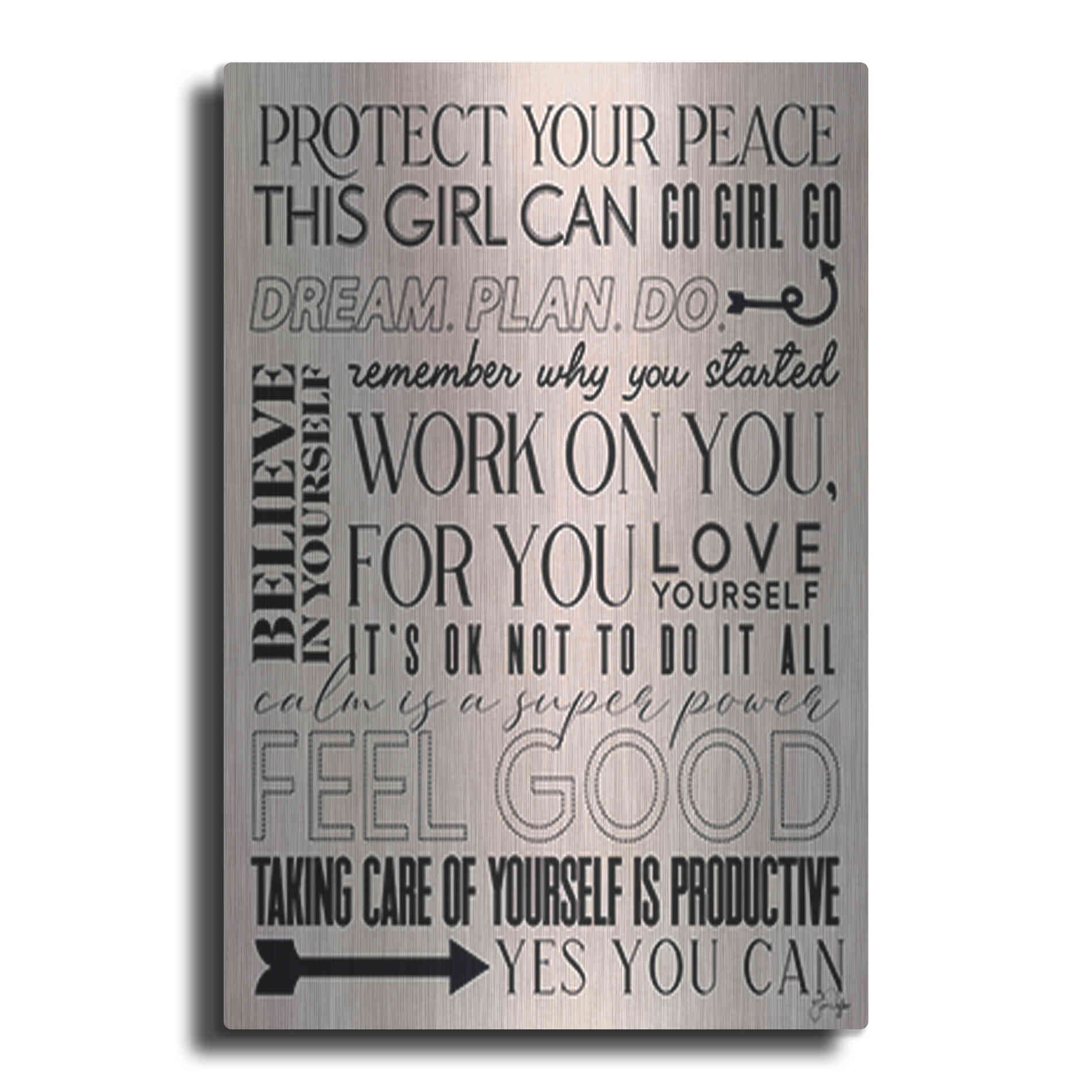 Luxe Metal Art 'A Feel Good Reminder' by Yass Naffas Designs, Metal Wall Art