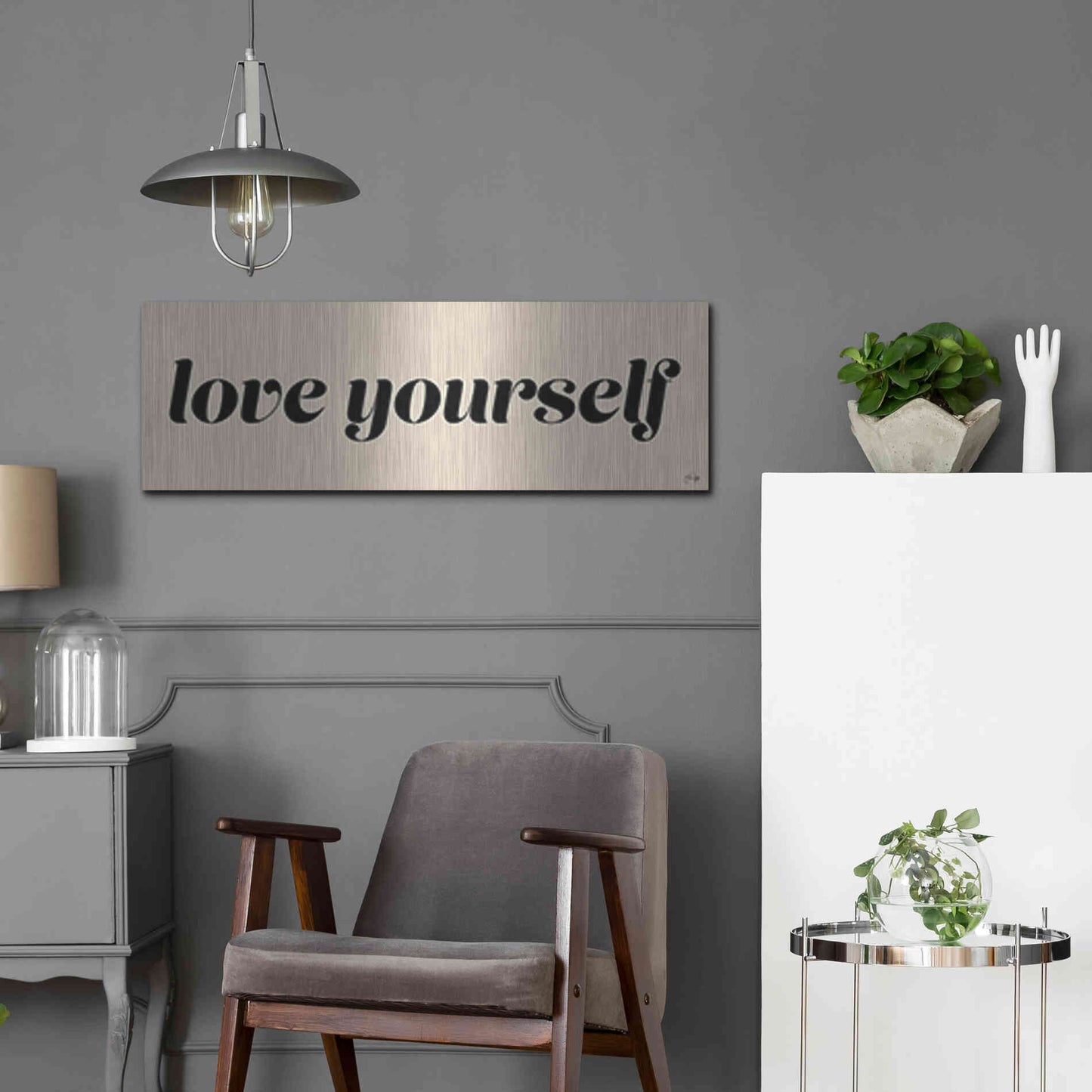 Luxe Metal Art 'Love Yourself' by Yass Naffas Designs, Metal Wall Art,36x12