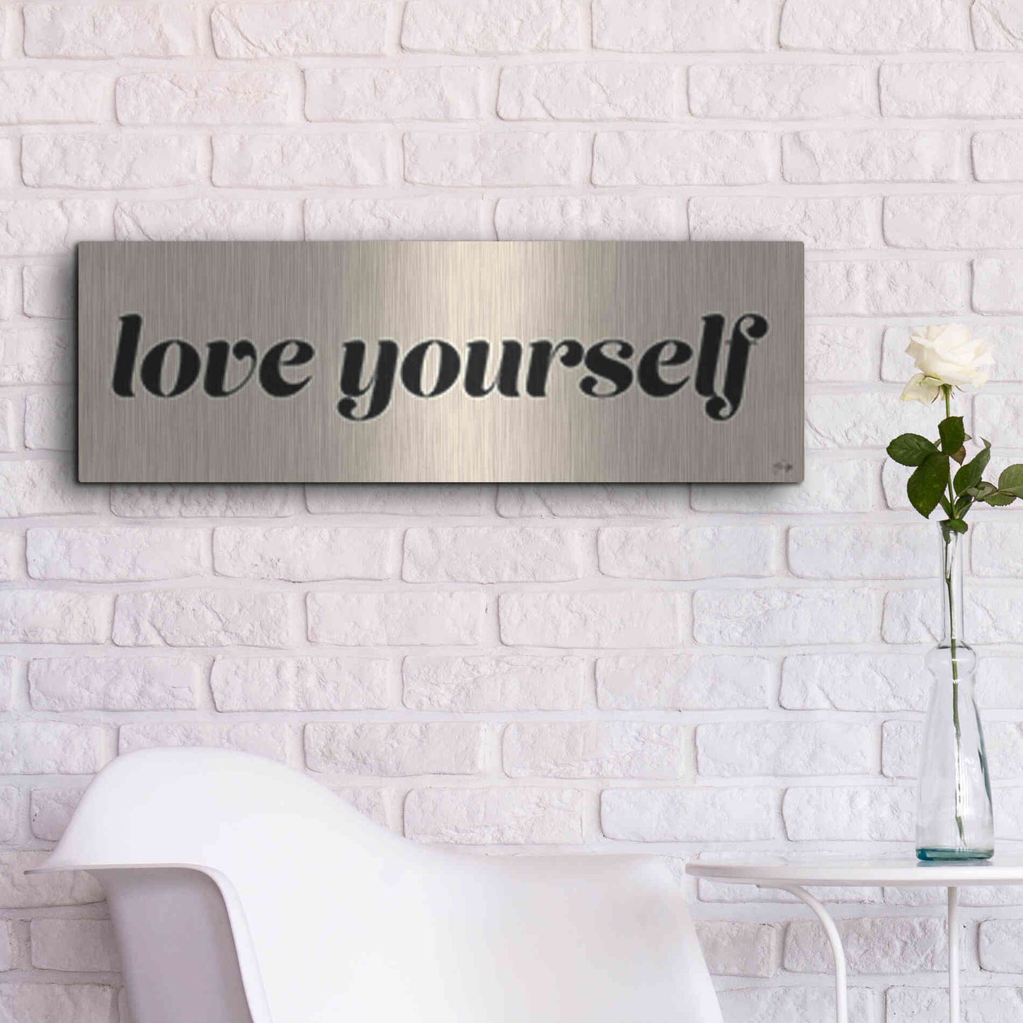Luxe Metal Art 'Love Yourself' by Yass Naffas Designs, Metal Wall Art,36x12