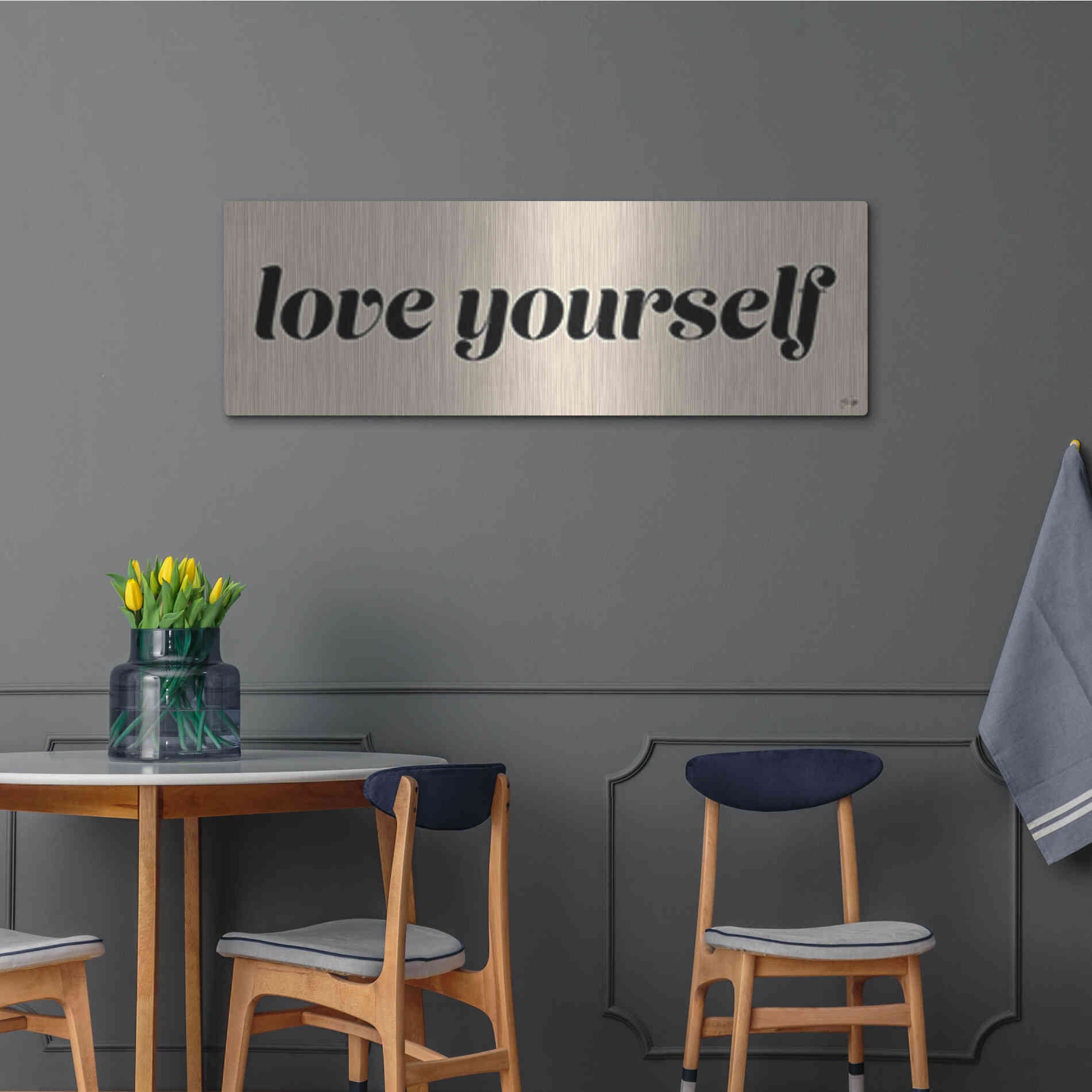 Luxe Metal Art 'Love Yourself' by Yass Naffas Designs, Metal Wall Art,48x16