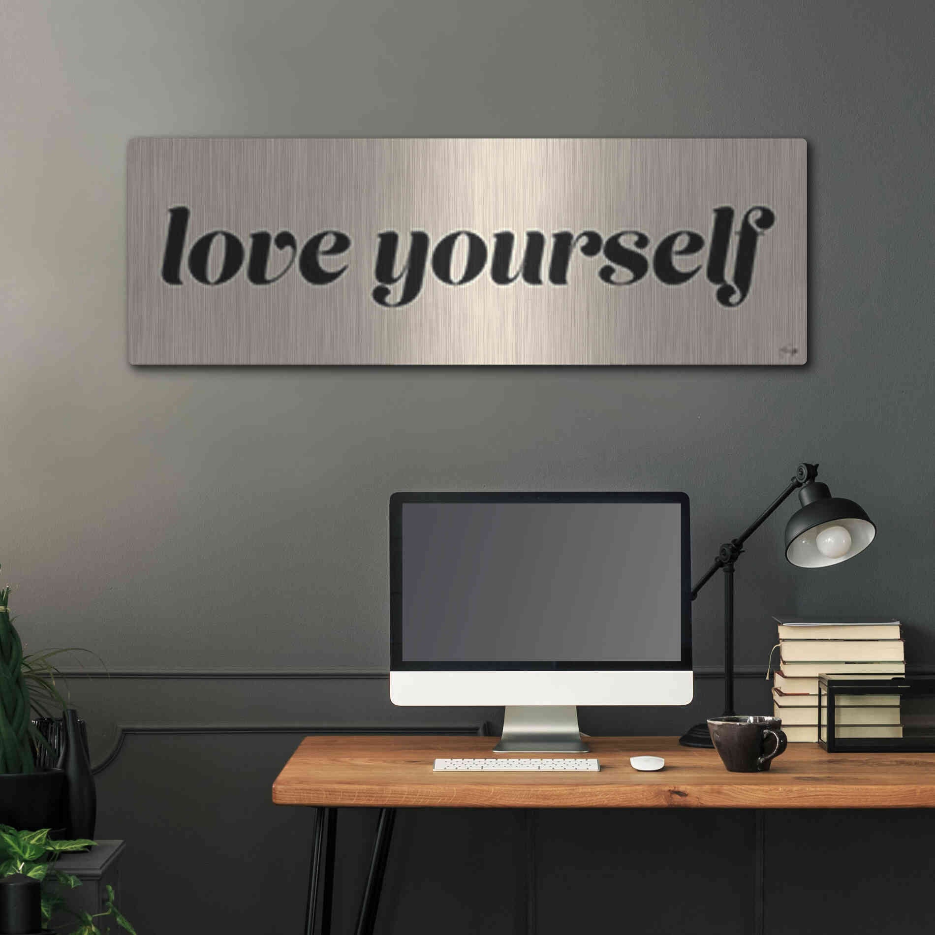 Luxe Metal Art 'Love Yourself' by Yass Naffas Designs, Metal Wall Art,48x16