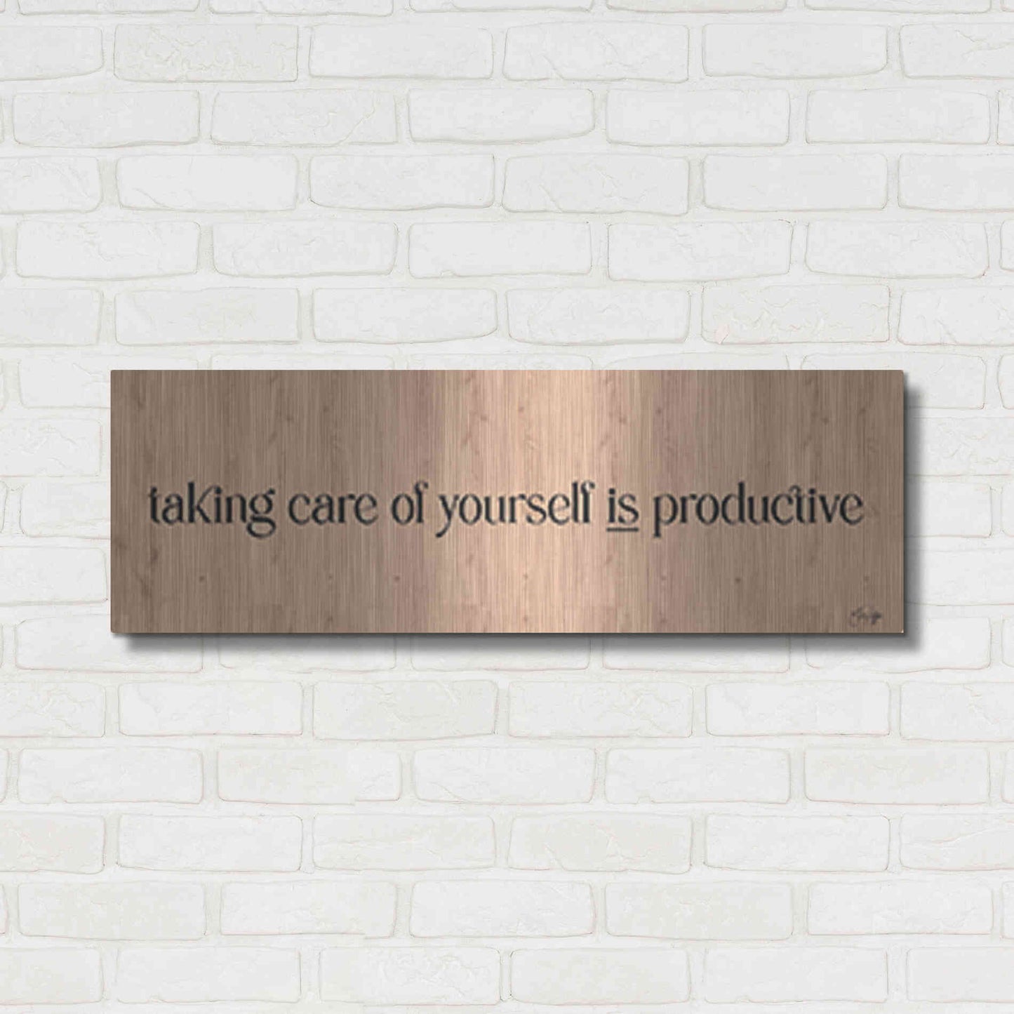 Luxe Metal Art 'Taking Care of Yourself is Productive' by Yass Naffas Designs, Metal Wall Art,36x12