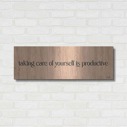 Luxe Metal Art 'Taking Care of Yourself is Productive' by Yass Naffas Designs, Metal Wall Art,36x12