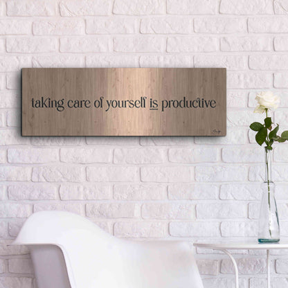 Luxe Metal Art 'Taking Care of Yourself is Productive' by Yass Naffas Designs, Metal Wall Art,36x12