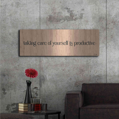 Luxe Metal Art 'Taking Care of Yourself is Productive' by Yass Naffas Designs, Metal Wall Art,48x16
