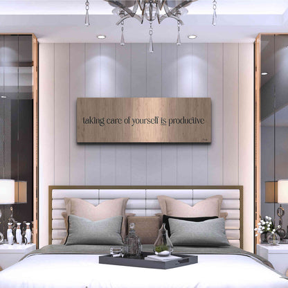 Luxe Metal Art 'Taking Care of Yourself is Productive' by Yass Naffas Designs, Metal Wall Art,48x16