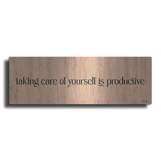 Luxe Metal Art 'Taking Care of Yourself is Productive' by Yass Naffas Designs, Metal Wall Art