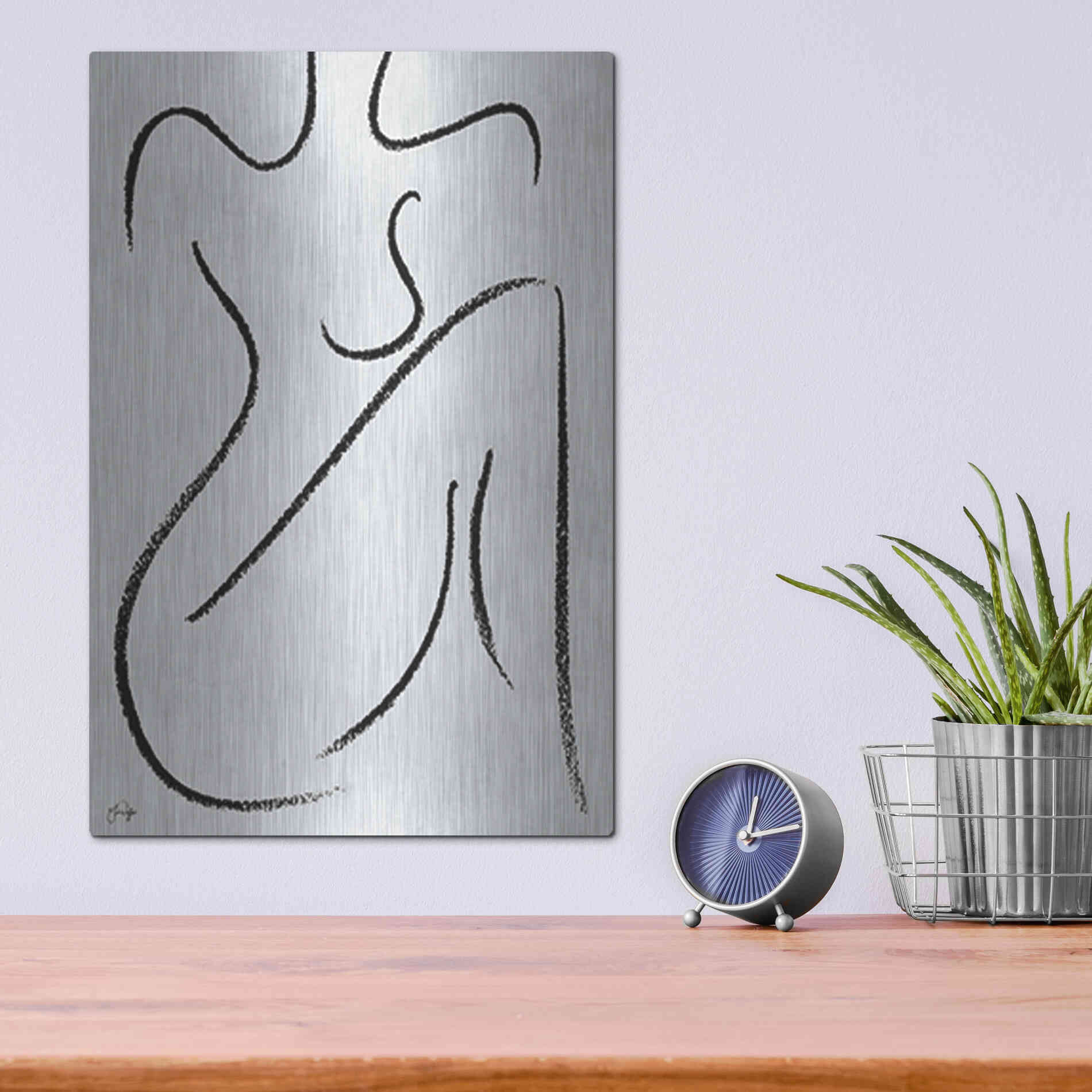 Luxe Metal Art 'Sitting Woman' by Yass Naffas Designs, Metal Wall Art,12x16