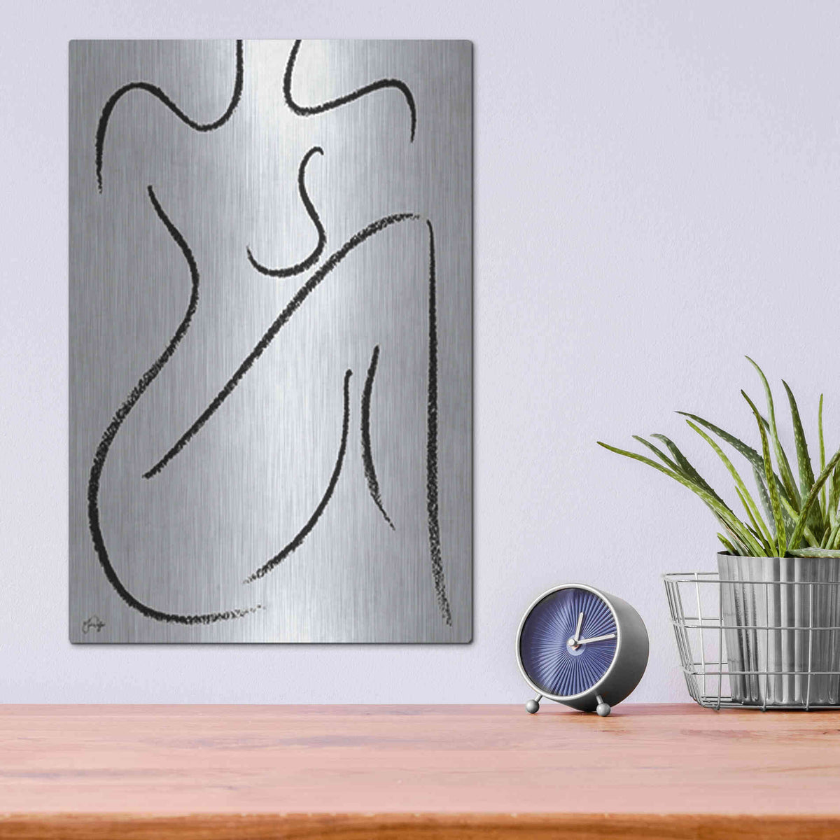 Luxe Metal Art 'Sitting Woman' by Yass Naffas Designs, Metal Wall Art,12x16
