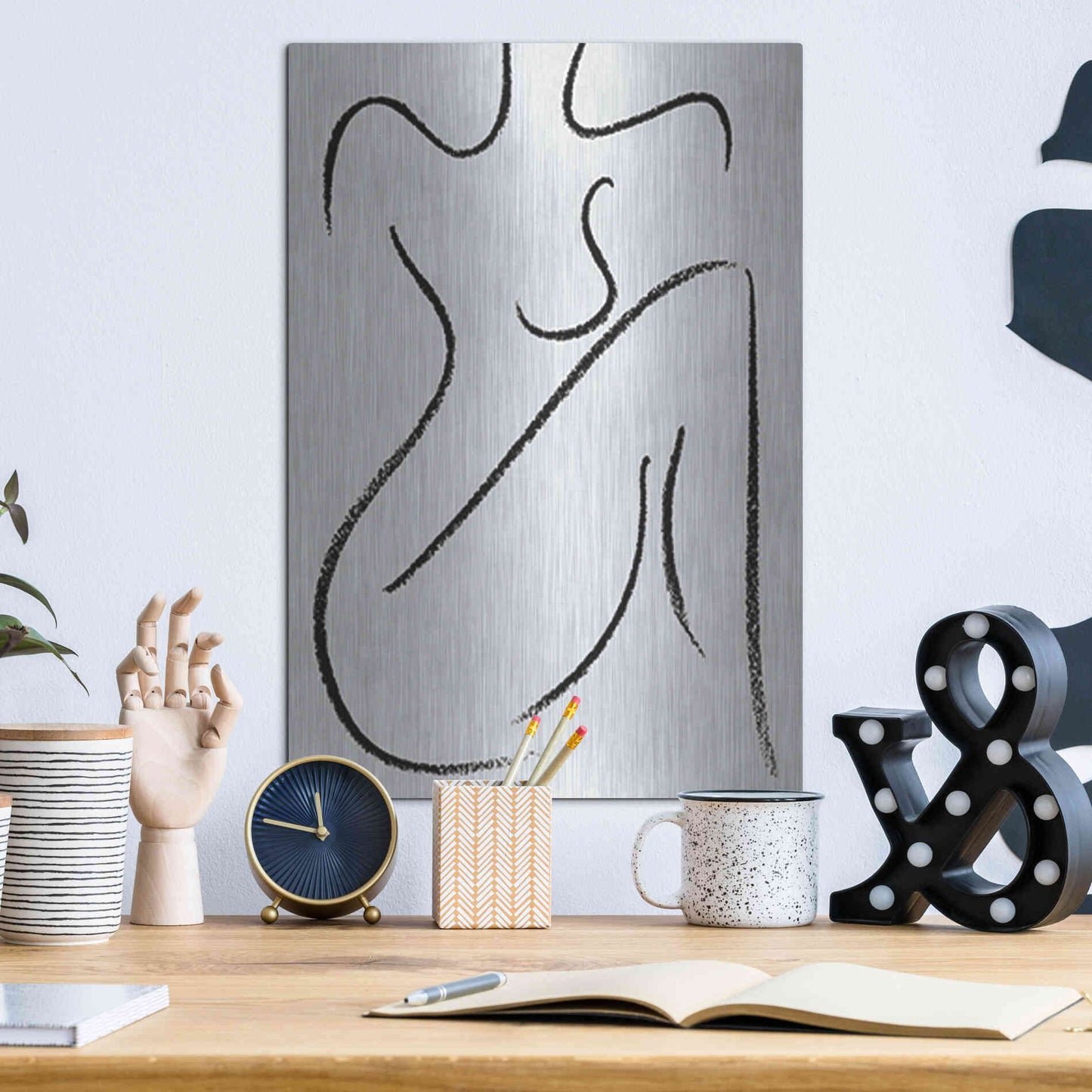 Luxe Metal Art 'Sitting Woman' by Yass Naffas Designs, Metal Wall Art,12x16