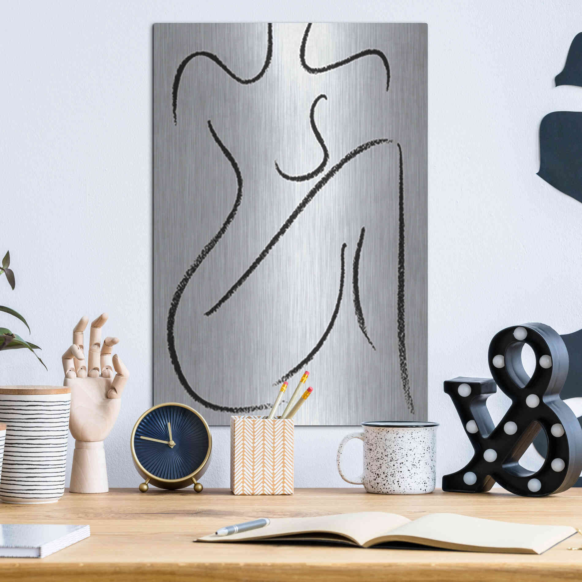 Luxe Metal Art 'Sitting Woman' by Yass Naffas Designs, Metal Wall Art,12x16