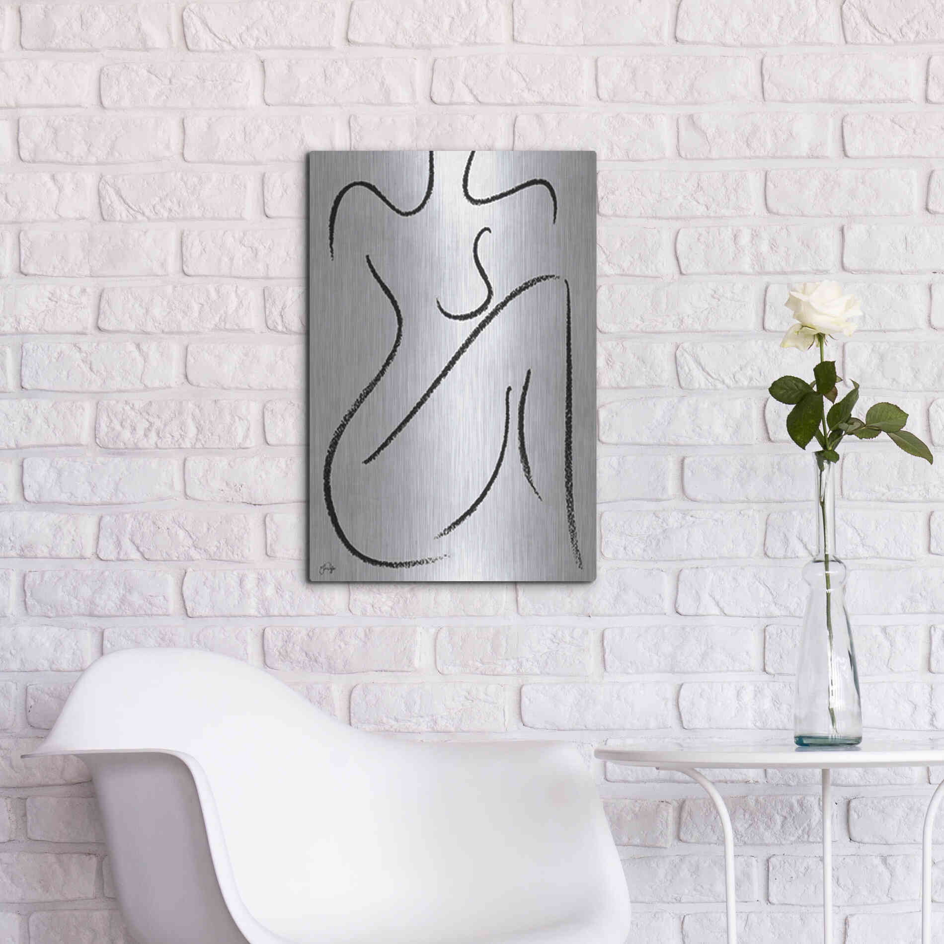 Luxe Metal Art 'Sitting Woman' by Yass Naffas Designs, Metal Wall Art,16x24