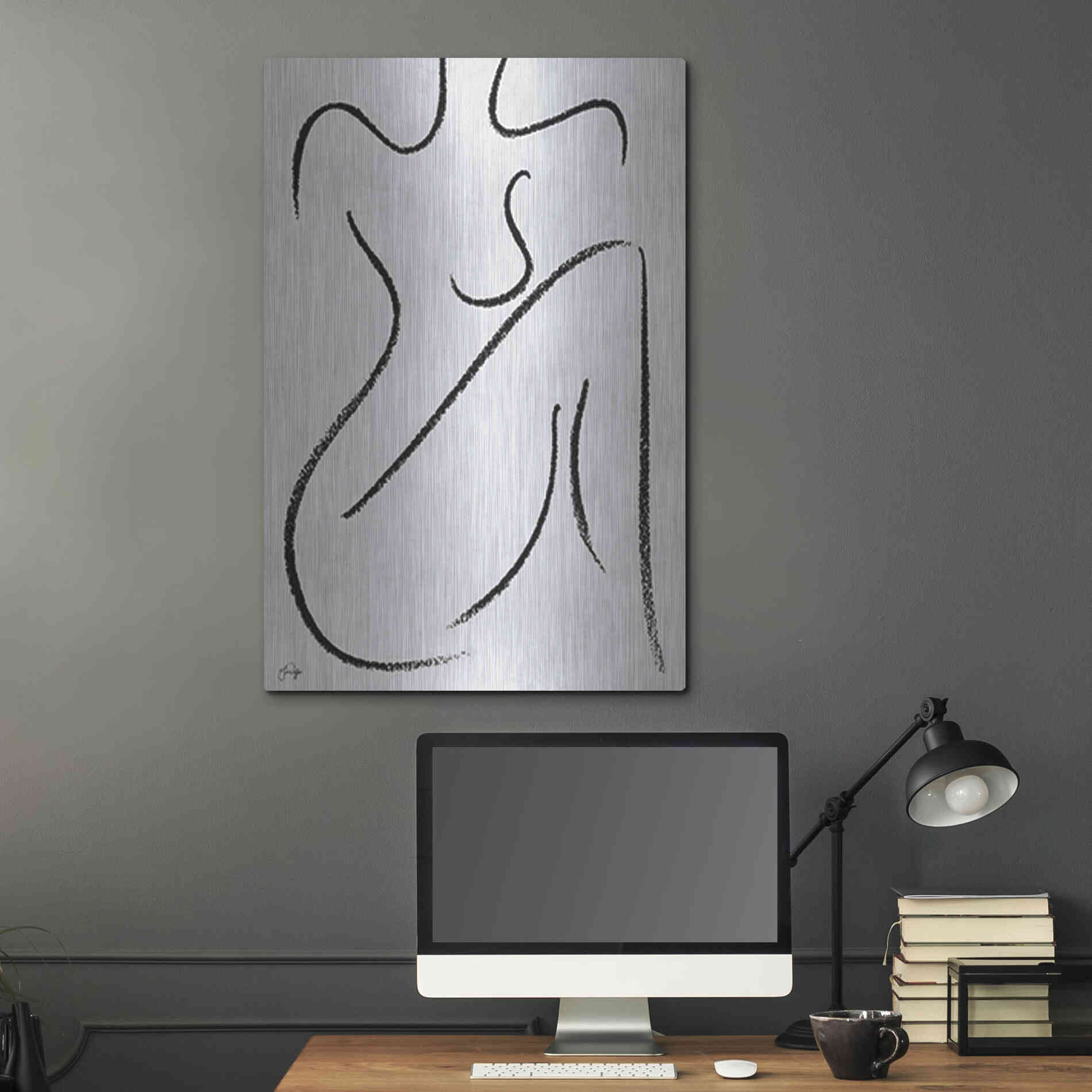 Luxe Metal Art 'Sitting Woman' by Yass Naffas Designs, Metal Wall Art,24x36