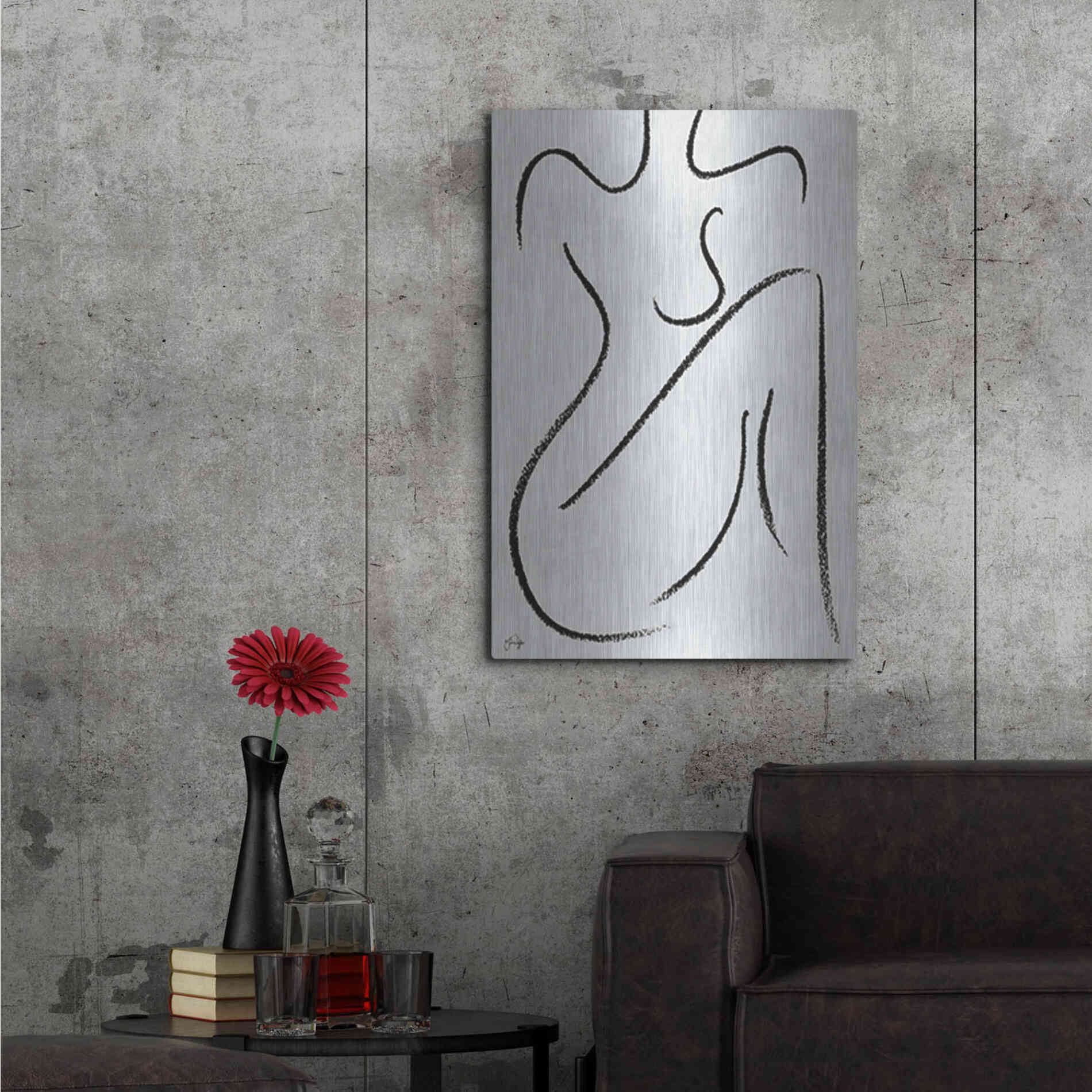 Luxe Metal Art 'Sitting Woman' by Yass Naffas Designs, Metal Wall Art,24x36