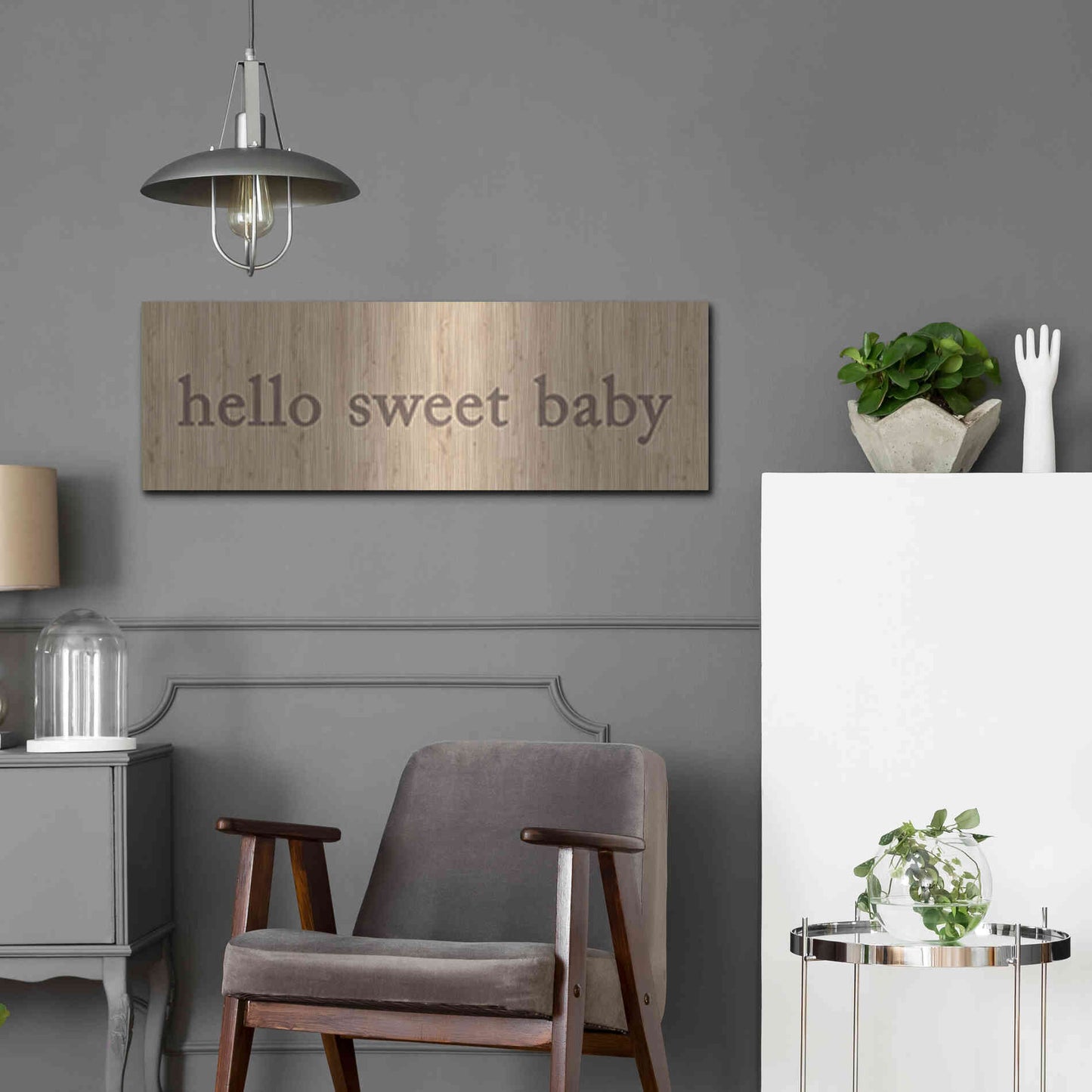 Luxe Metal Art 'Hello Sweet Baby' by Yass Naffas Designs, Metal Wall Art,36x12