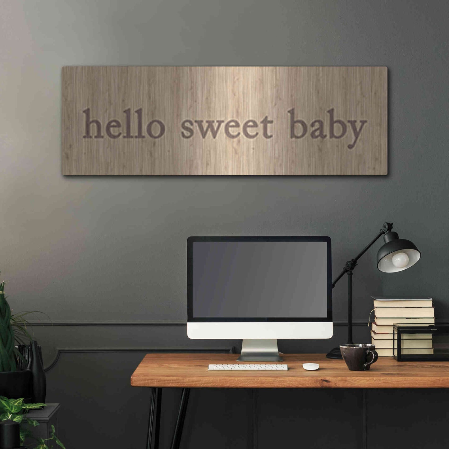Luxe Metal Art 'Hello Sweet Baby' by Yass Naffas Designs, Metal Wall Art,48x16