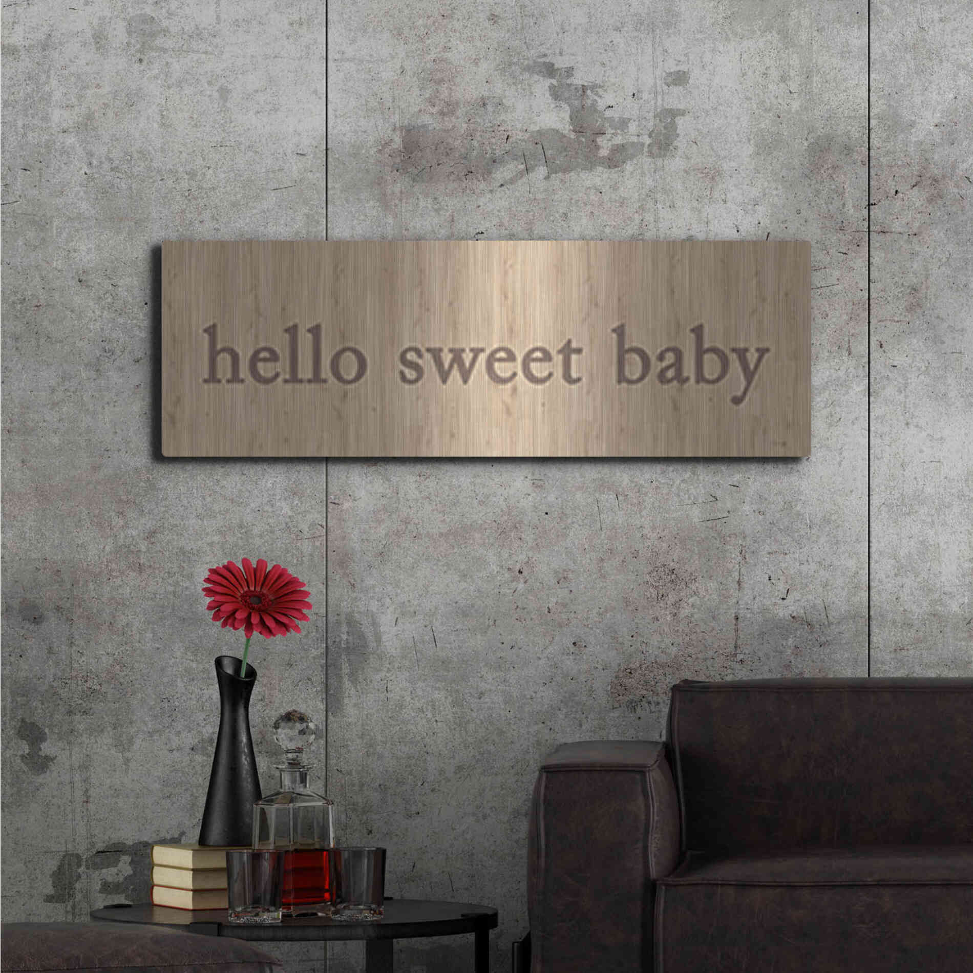 Luxe Metal Art 'Hello Sweet Baby' by Yass Naffas Designs, Metal Wall Art,48x16