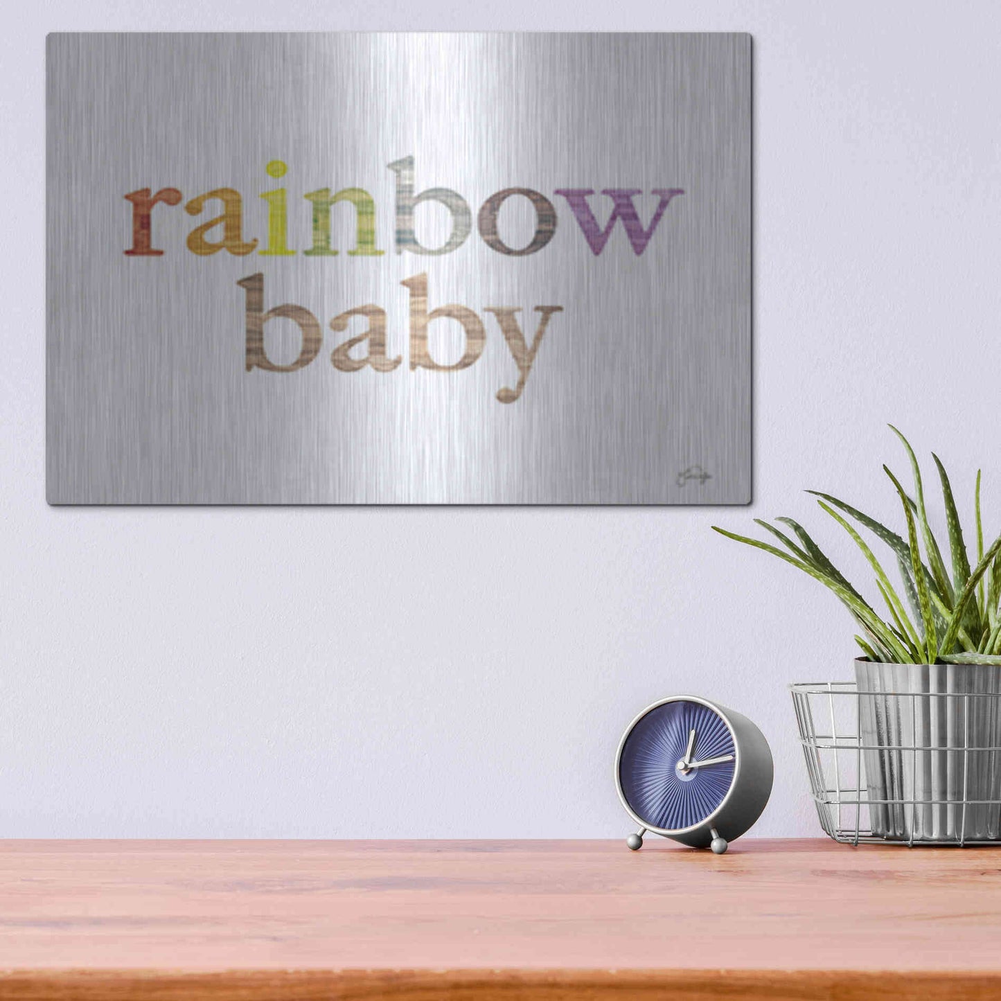 Luxe Metal Art 'Rainbow Baby' by Yass Naffas Designs, Metal Wall Art,16x12