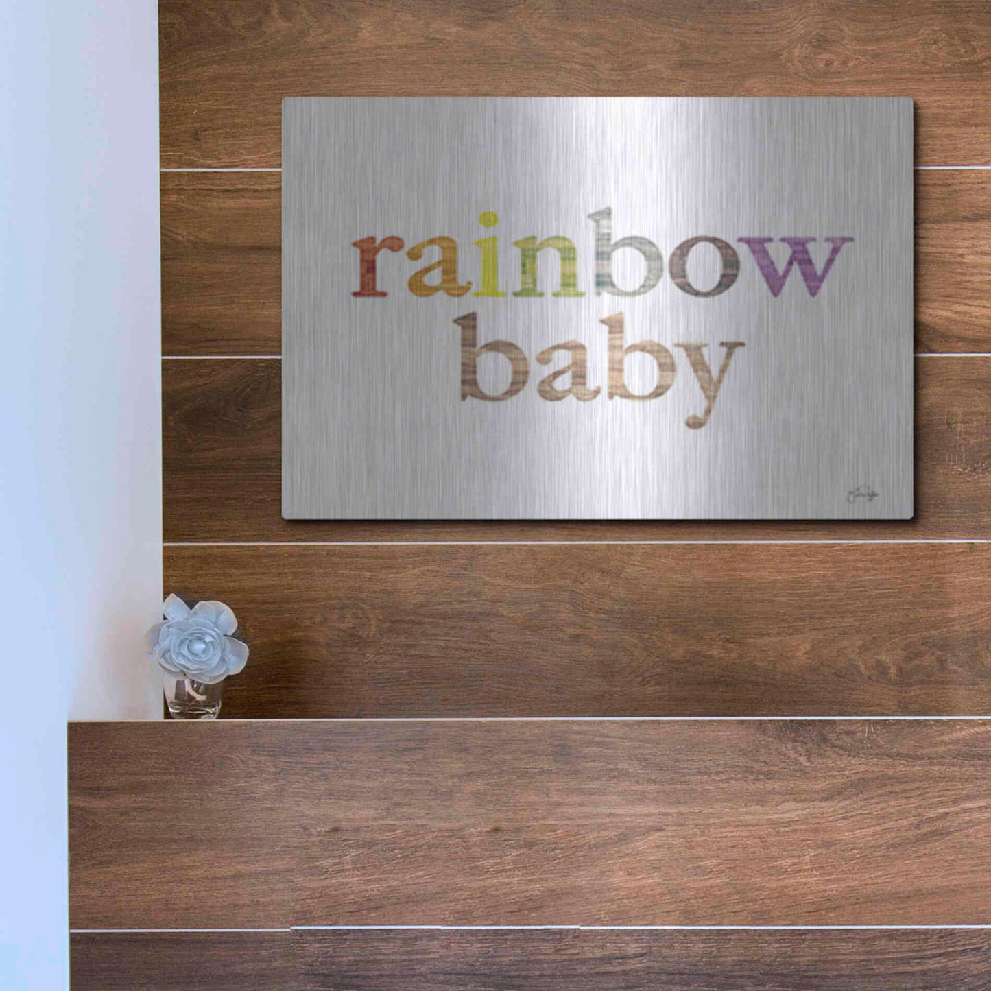 Luxe Metal Art 'Rainbow Baby' by Yass Naffas Designs, Metal Wall Art,16x12