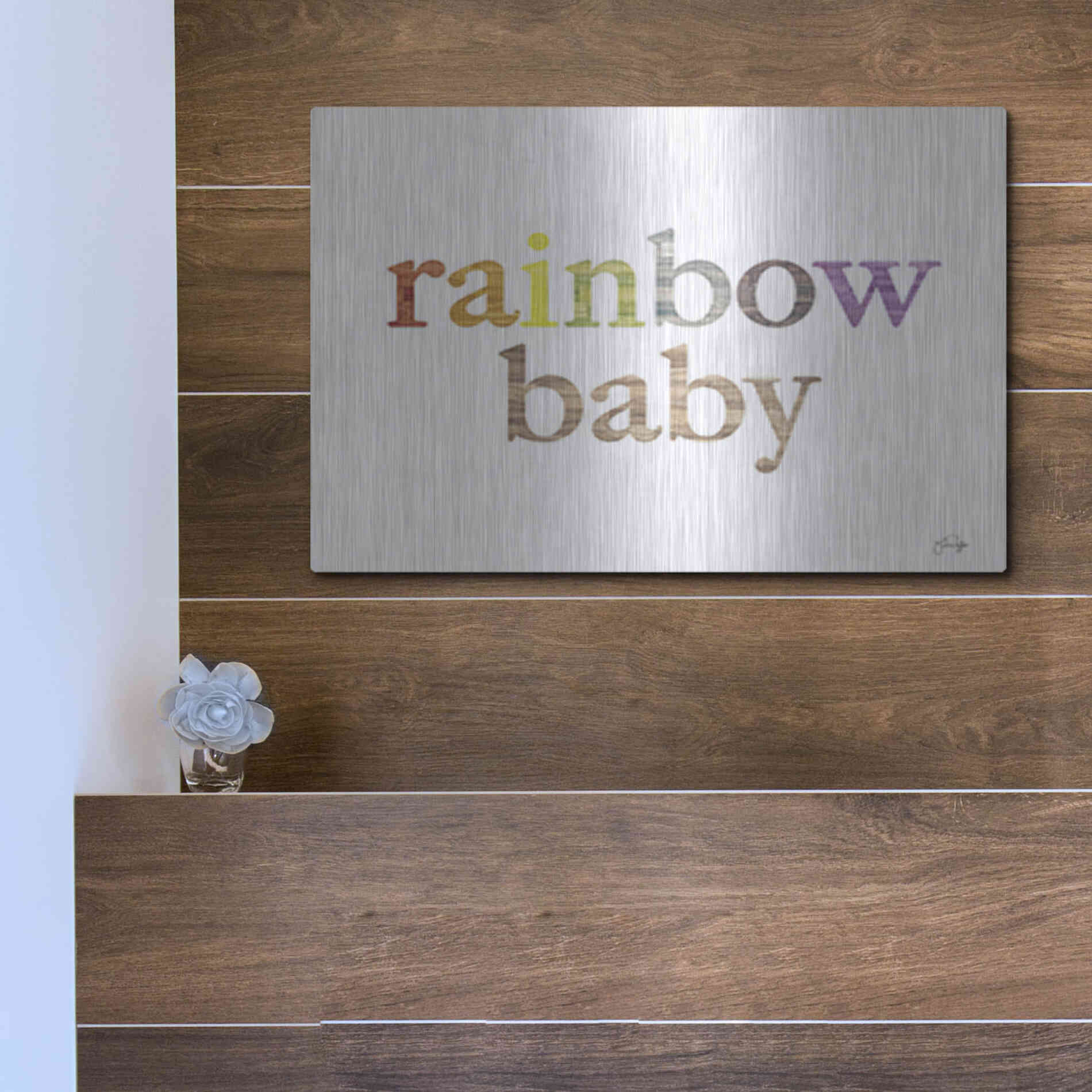 Luxe Metal Art 'Rainbow Baby' by Yass Naffas Designs, Metal Wall Art,16x12