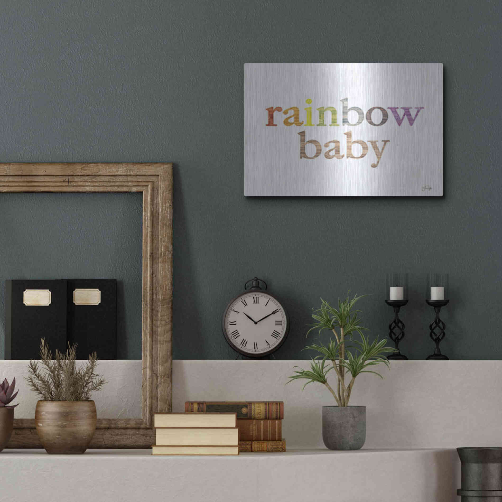 Luxe Metal Art 'Rainbow Baby' by Yass Naffas Designs, Metal Wall Art,16x12