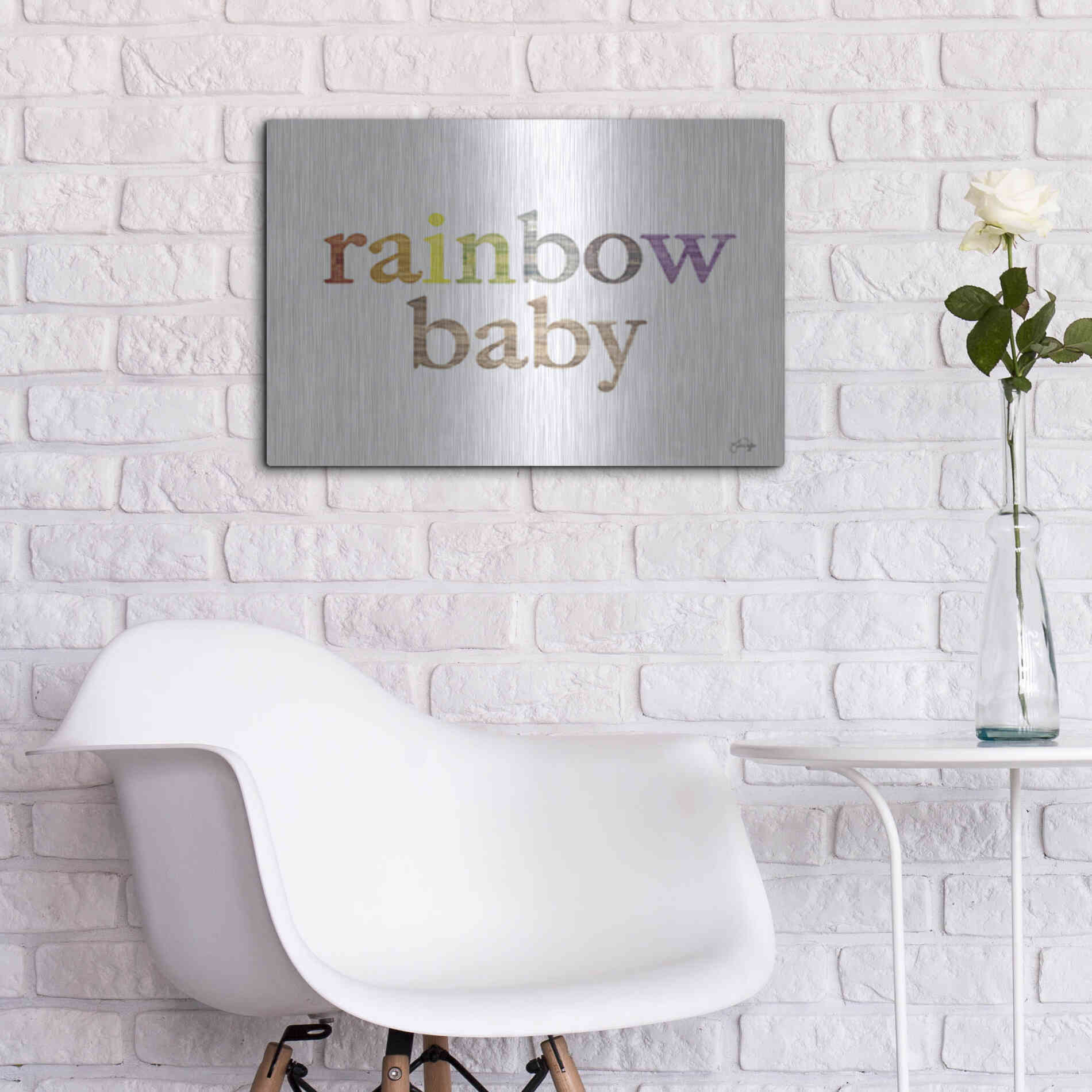 Luxe Metal Art 'Rainbow Baby' by Yass Naffas Designs, Metal Wall Art,24x16