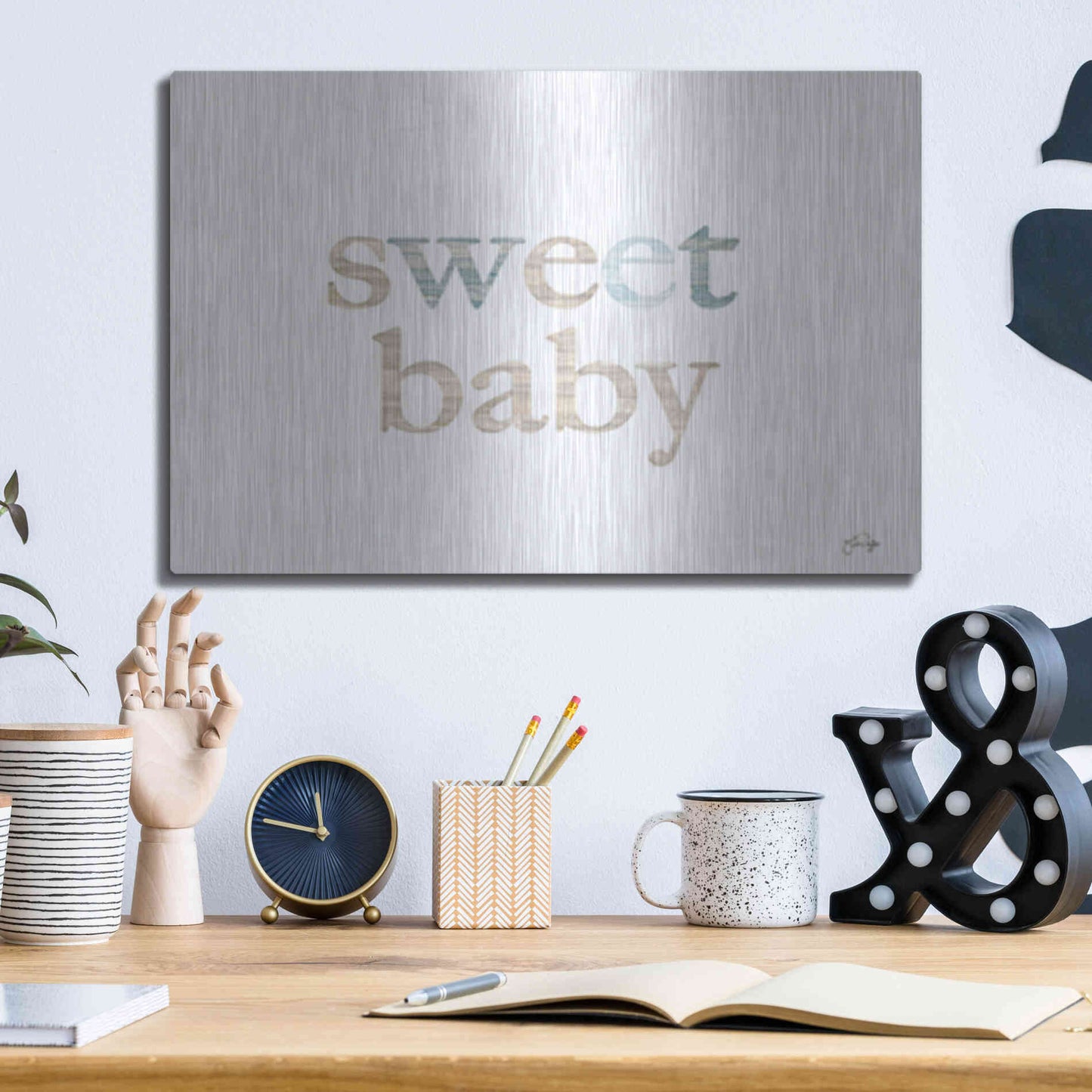 Luxe Metal Art 'Sweet Baby' by Yass Naffas Designs, Metal Wall Art,16x12