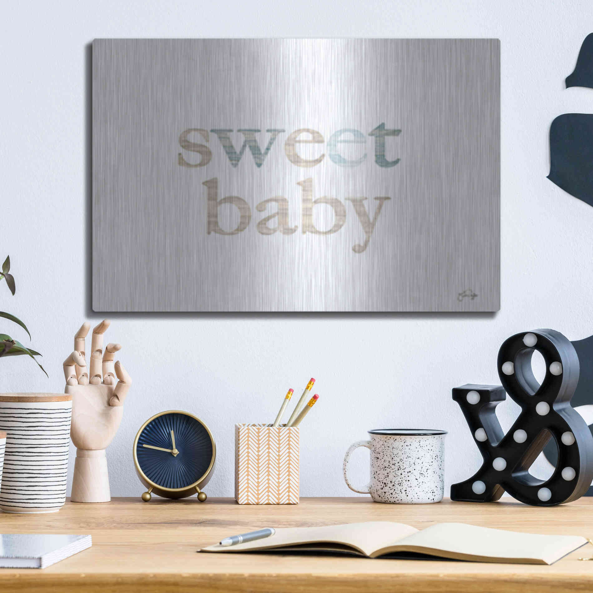 Luxe Metal Art 'Sweet Baby' by Yass Naffas Designs, Metal Wall Art,16x12