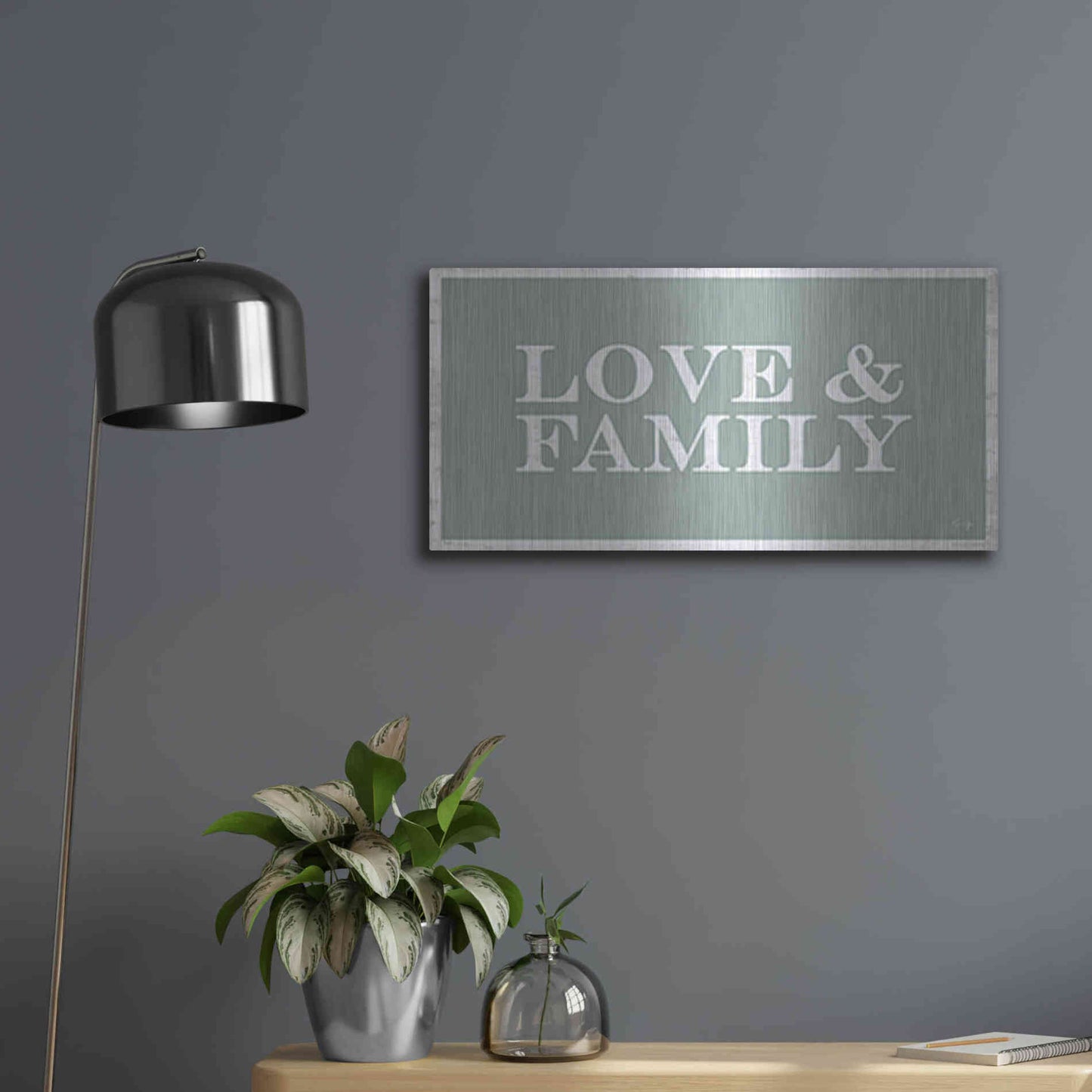 Luxe Metal Art 'Love and Family' by Yass Naffas Designs, Metal Wall Art,24x12