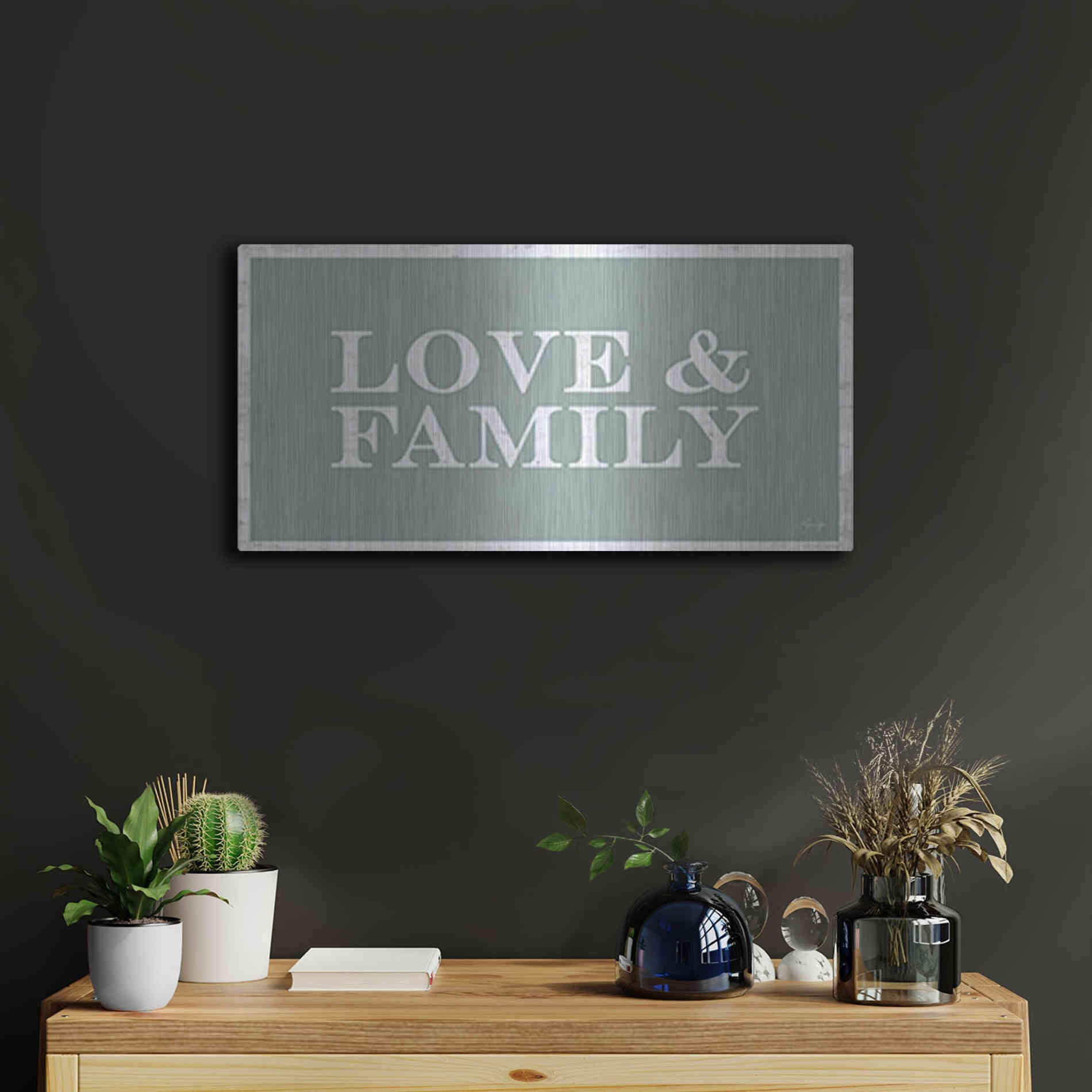 Luxe Metal Art 'Love and Family' by Yass Naffas Designs, Metal Wall Art,24x12