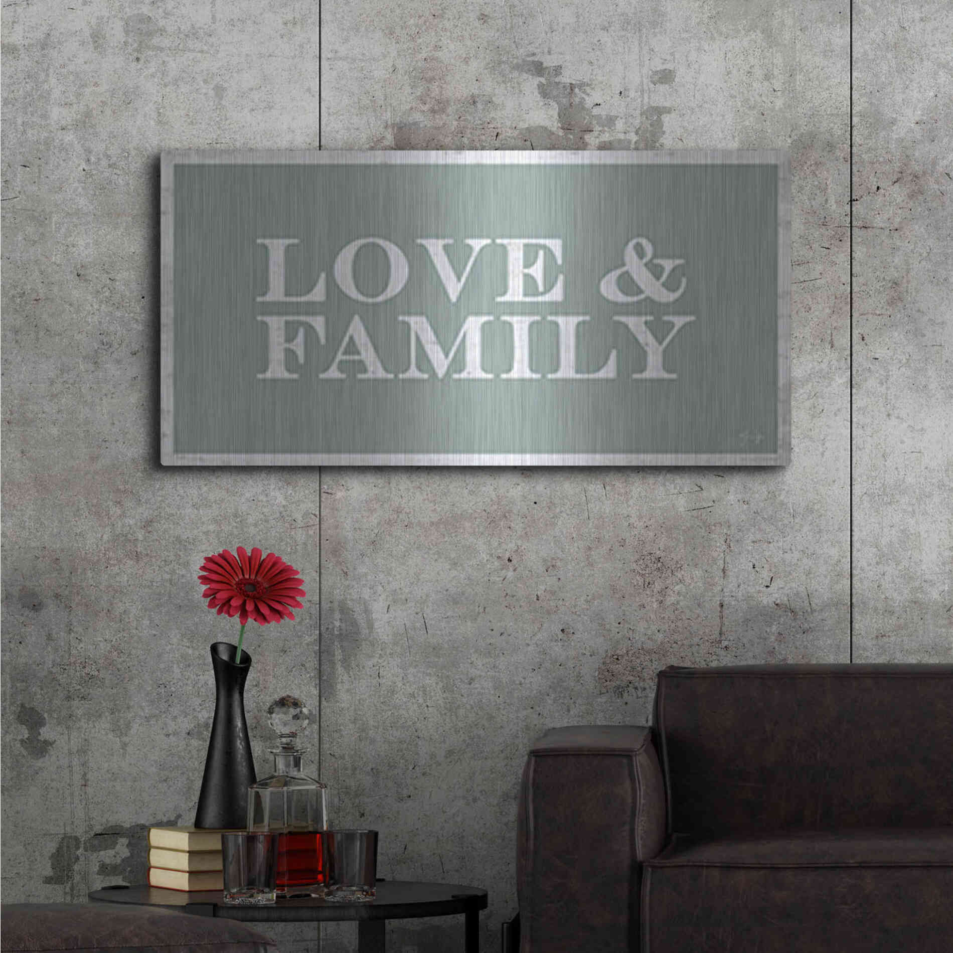 Luxe Metal Art 'Love and Family' by Yass Naffas Designs, Metal Wall Art,48x24